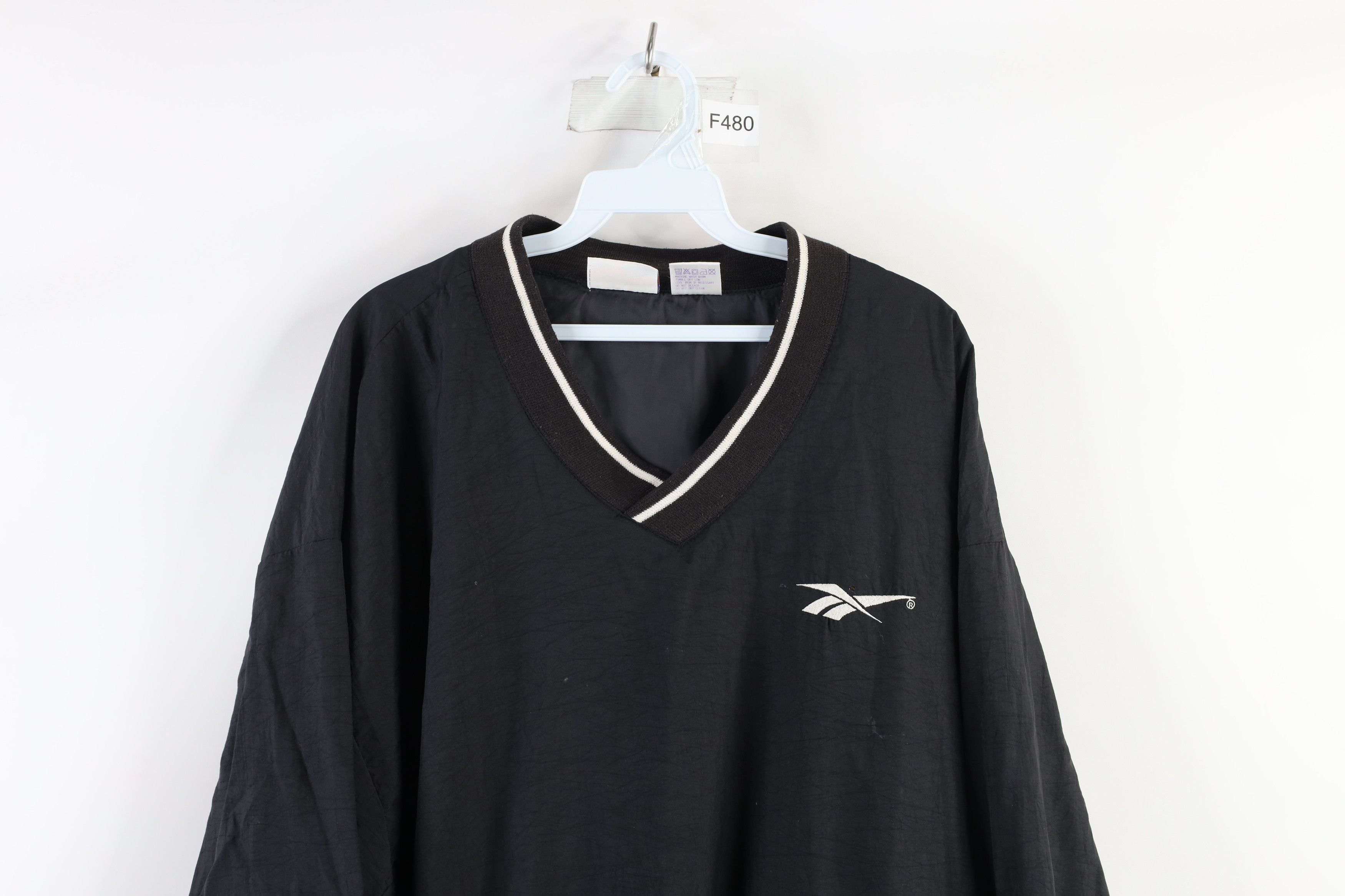 Reebok × Vintage Vintage 90s Reebok Lined Pullover Windbreaker Jacket Black Size US XL / EU 56 / 4 - 2 Thumbnail