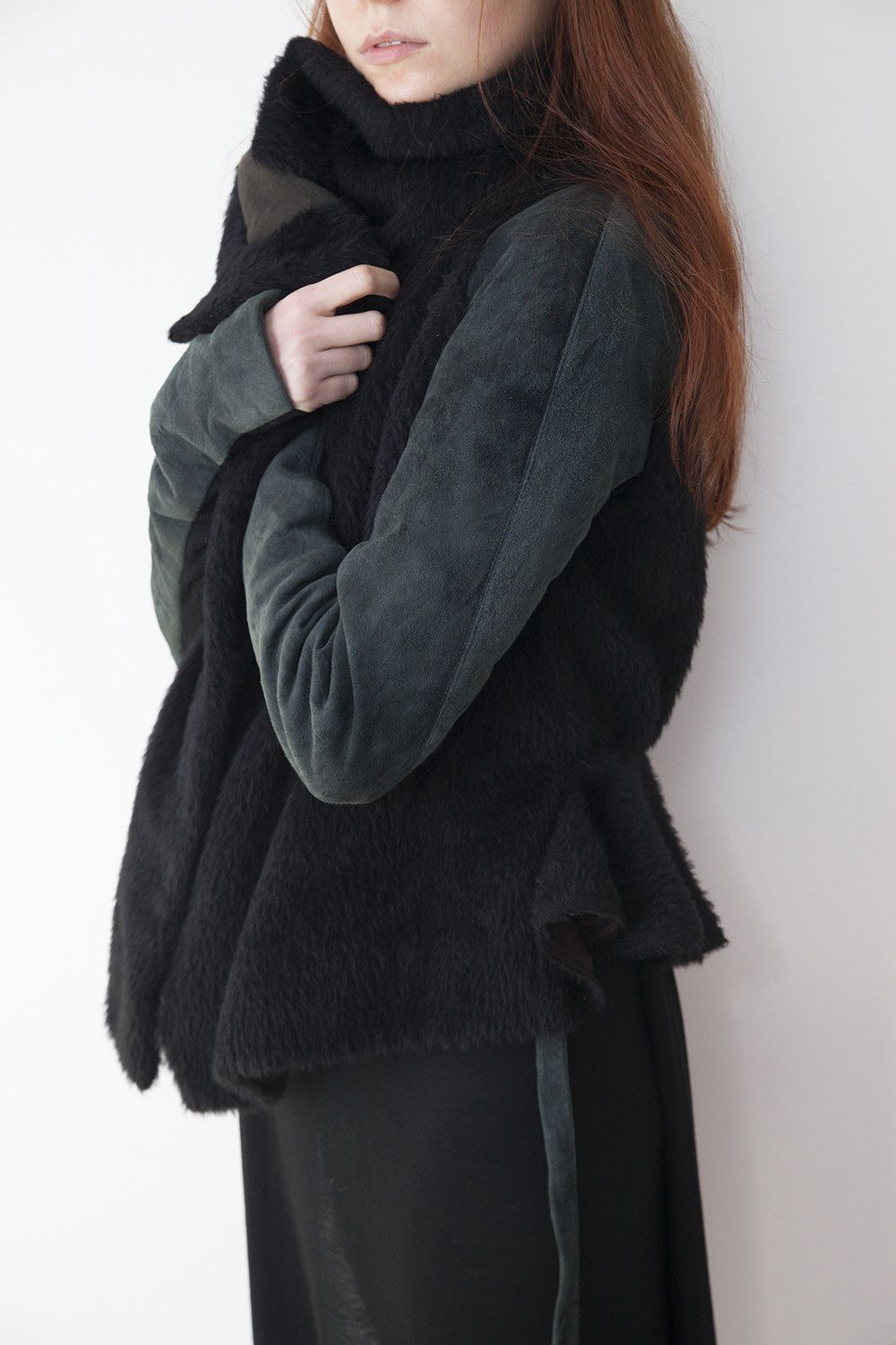 Leather & alpaca jacket