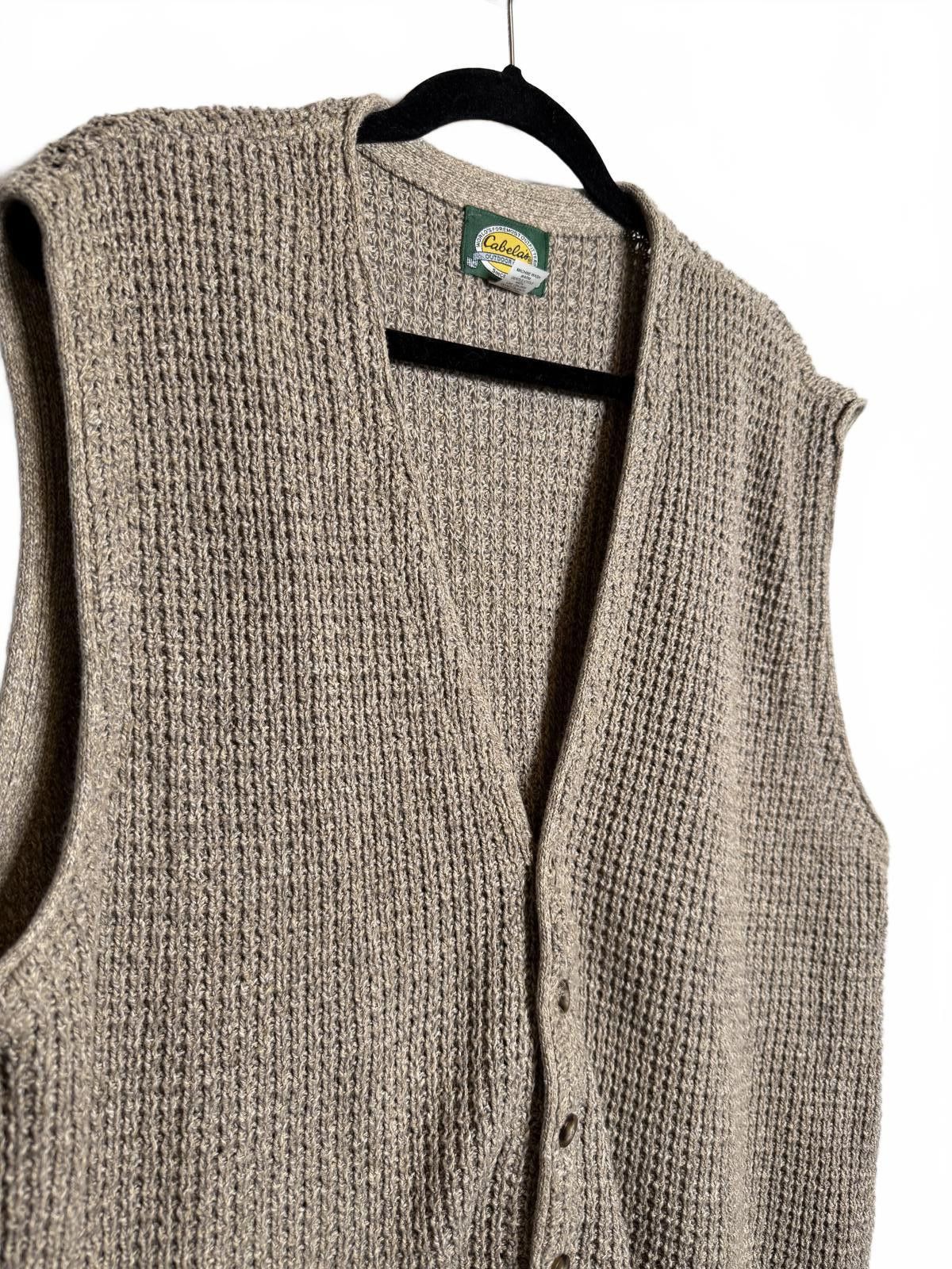 Cabelas Mens knit sweater vest classic neutral taupe color Size US M / EU 48-50 / 2 - 2 Thumbnail