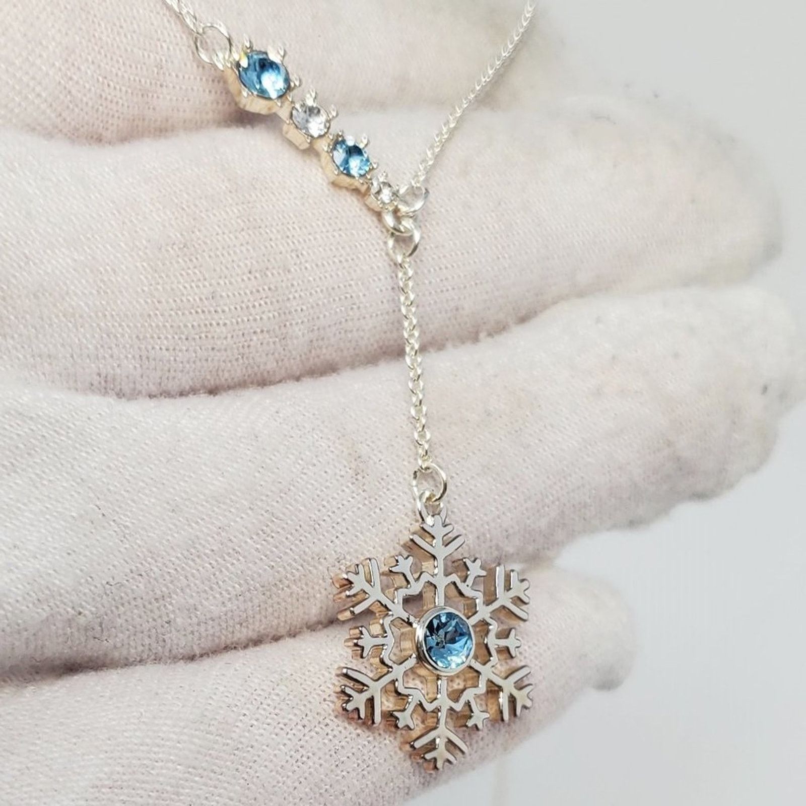 Disney Disney Frozen Snowflake Necklace with Blue Rhinestone Size ONE SIZE - 4 Thumbnail