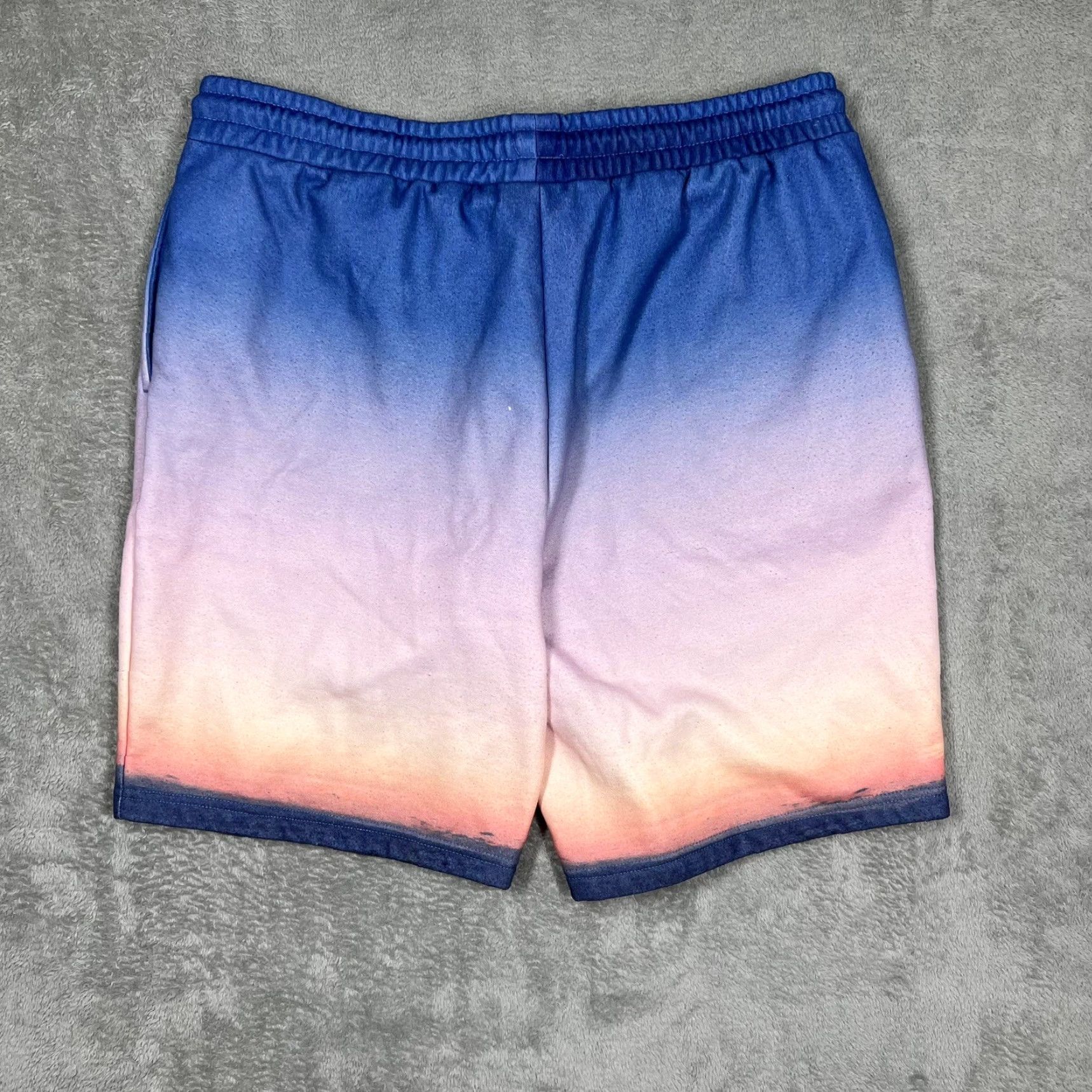 WeSC WeSC Men's Sweat Shorts XL Palm Print Sunset Blue Orange Pink Gradient Poly Athletic Shorts Pockets Drawstring Size US 36 / EU 52 - 6 Thumbnail