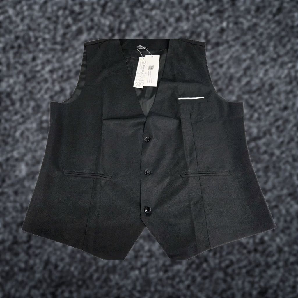 Vintage NWT Coofandy Mens Black Vest Size L 46" Polyester/Spandex Regular Knit Button Buckle Pocket Vest Mens Black 46" L Size US L / EU 52-54 / 3 - 1 Thumbnail