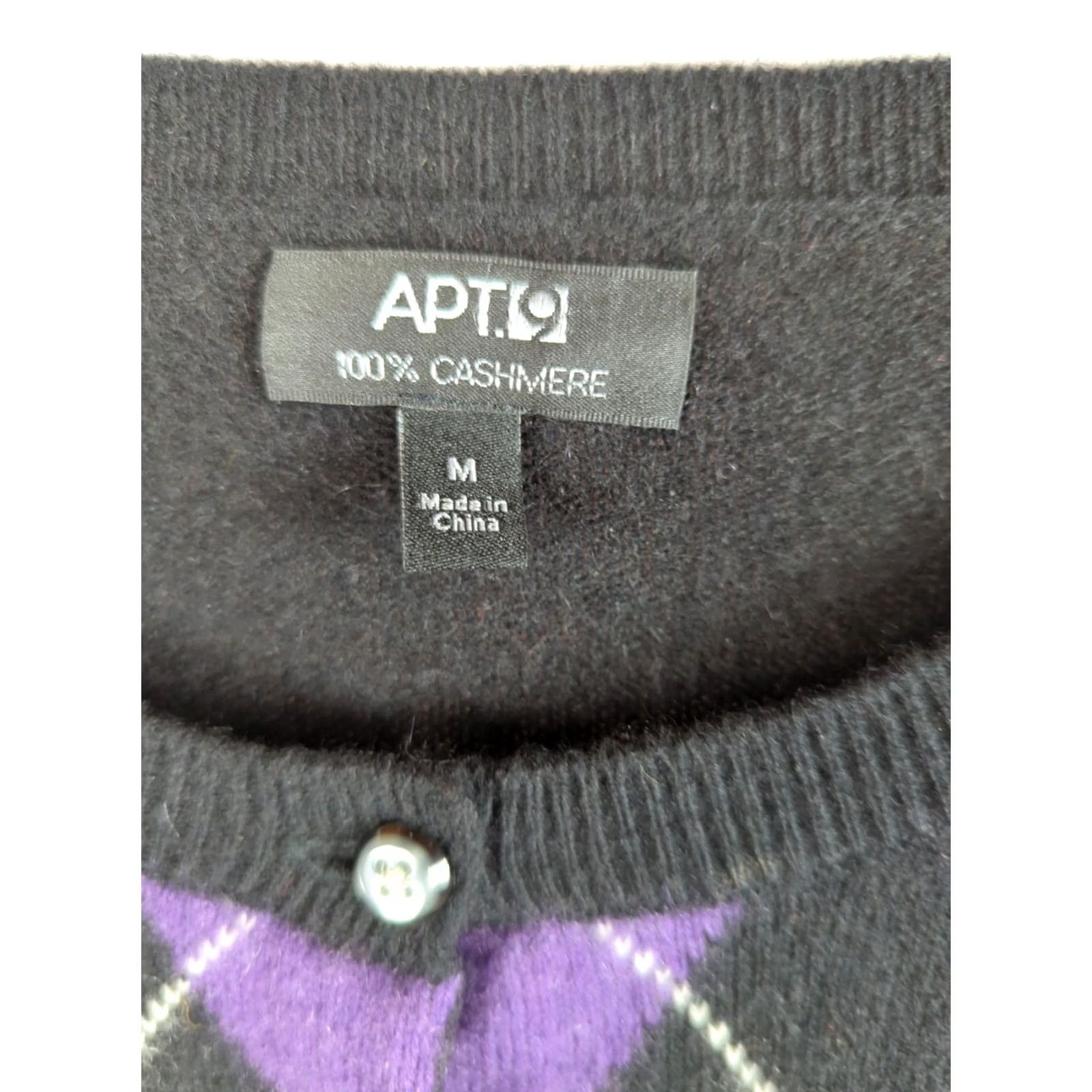 Apt. 9 Apt. 9 Womens Sweater Cardigan Multicolor Argyle Diamond Button Front Cashmere M Size M / US 6-8 / IT 42-44 - 4 Thumbnail