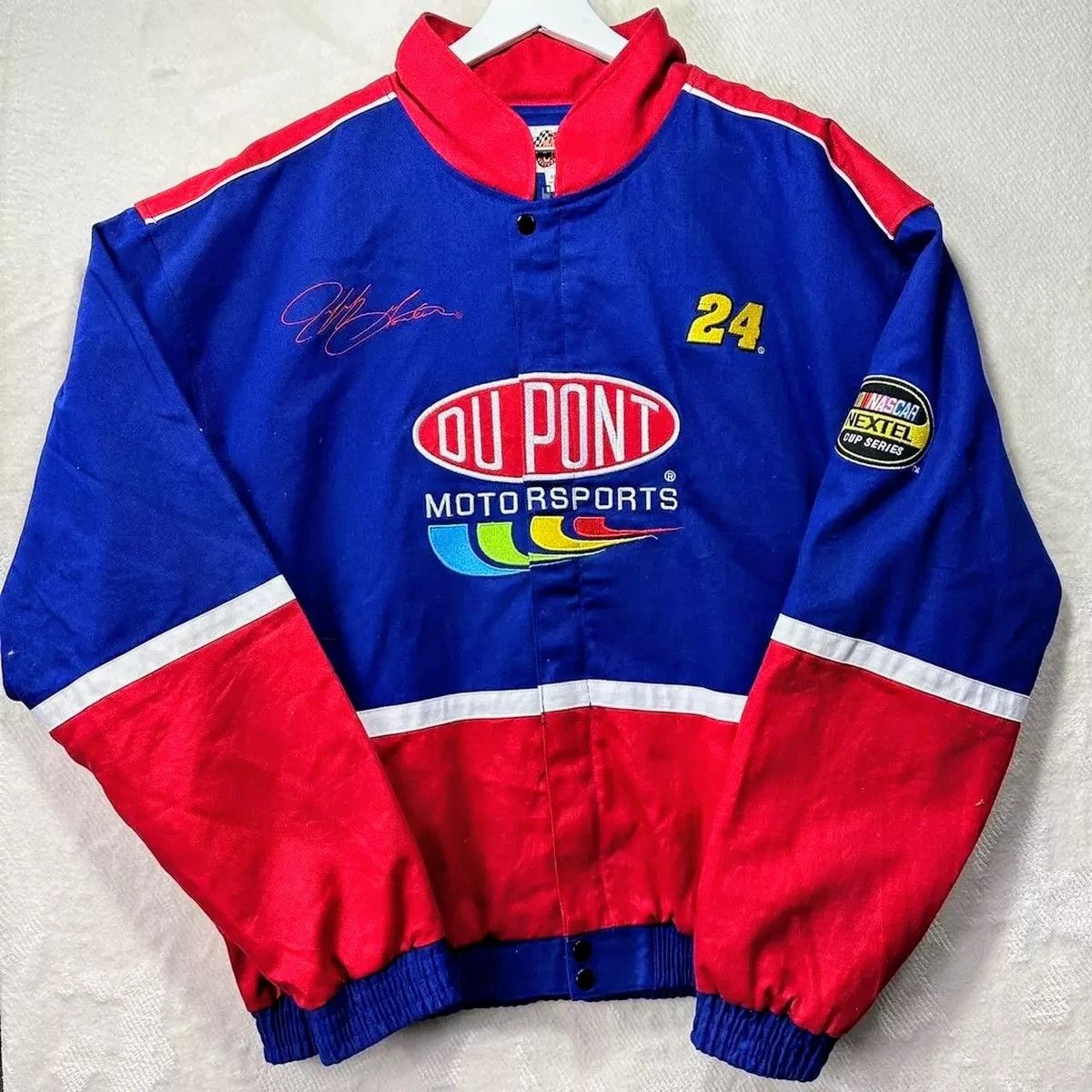 Vintage 💥 DuPont 💸 Y2K Racing Jacket Jeff Gordon Retro Streetwear Size US L / EU 52-54 / 3 - 1 Thumbnail