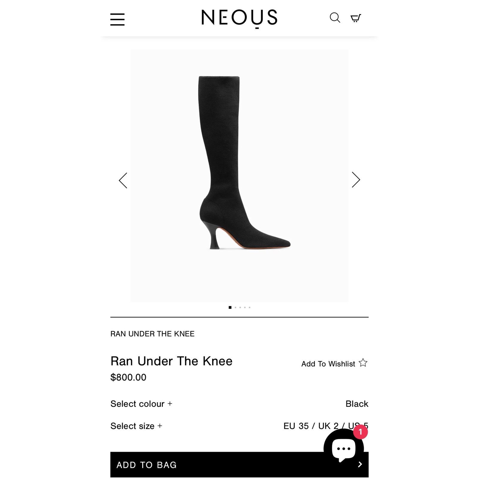NEOUS Neous Ran Under-The-Knee Stretch Knit Boots sz. 40 EU Size US 10 / IT 40 - 12 Thumbnail