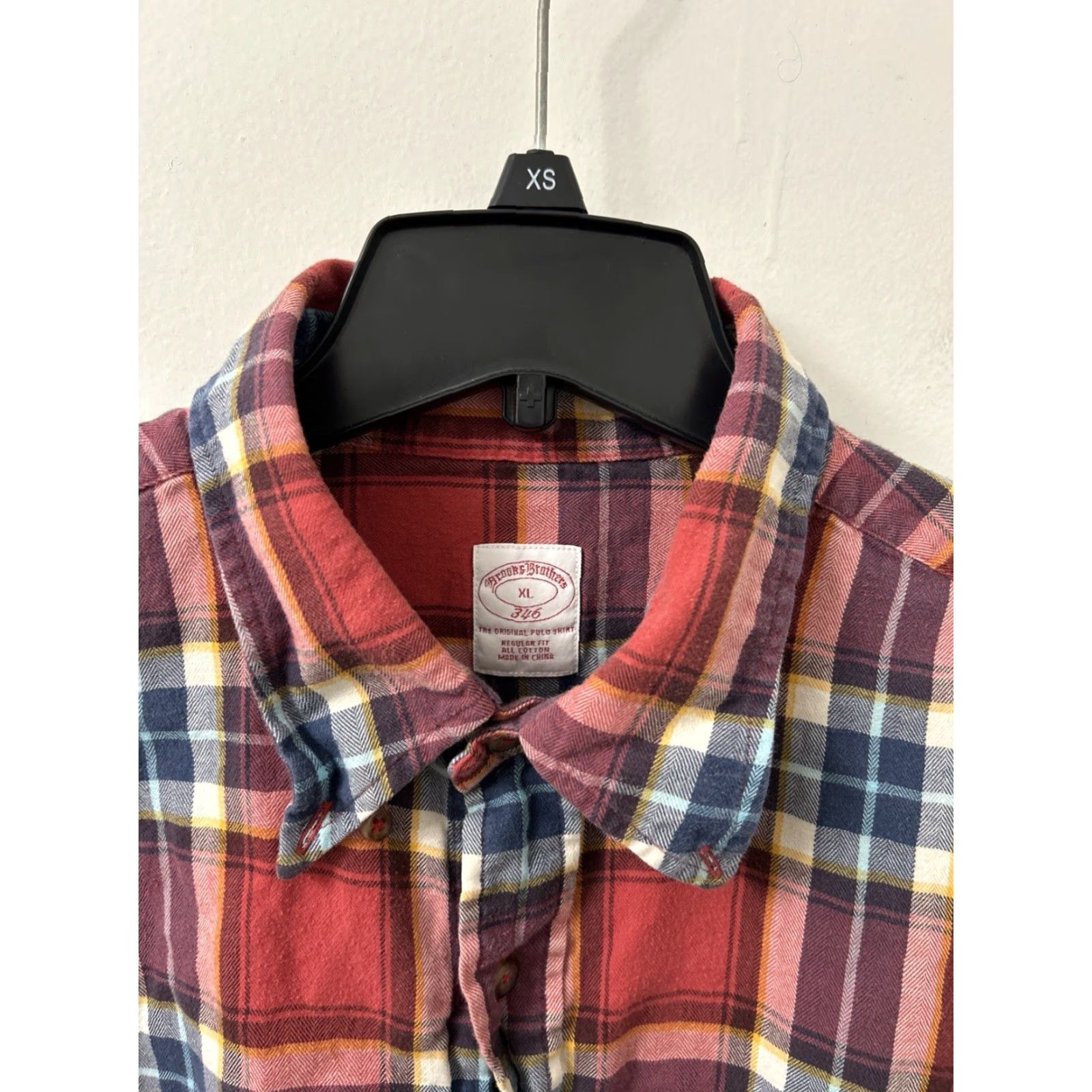 Brooks Brothers Brooks Brothers Original Polo Shirt Mens XL Red Herringbone Flannel Regular Fit Button-Up Size US XL / EU 56 / 4 - 5 Thumbnail