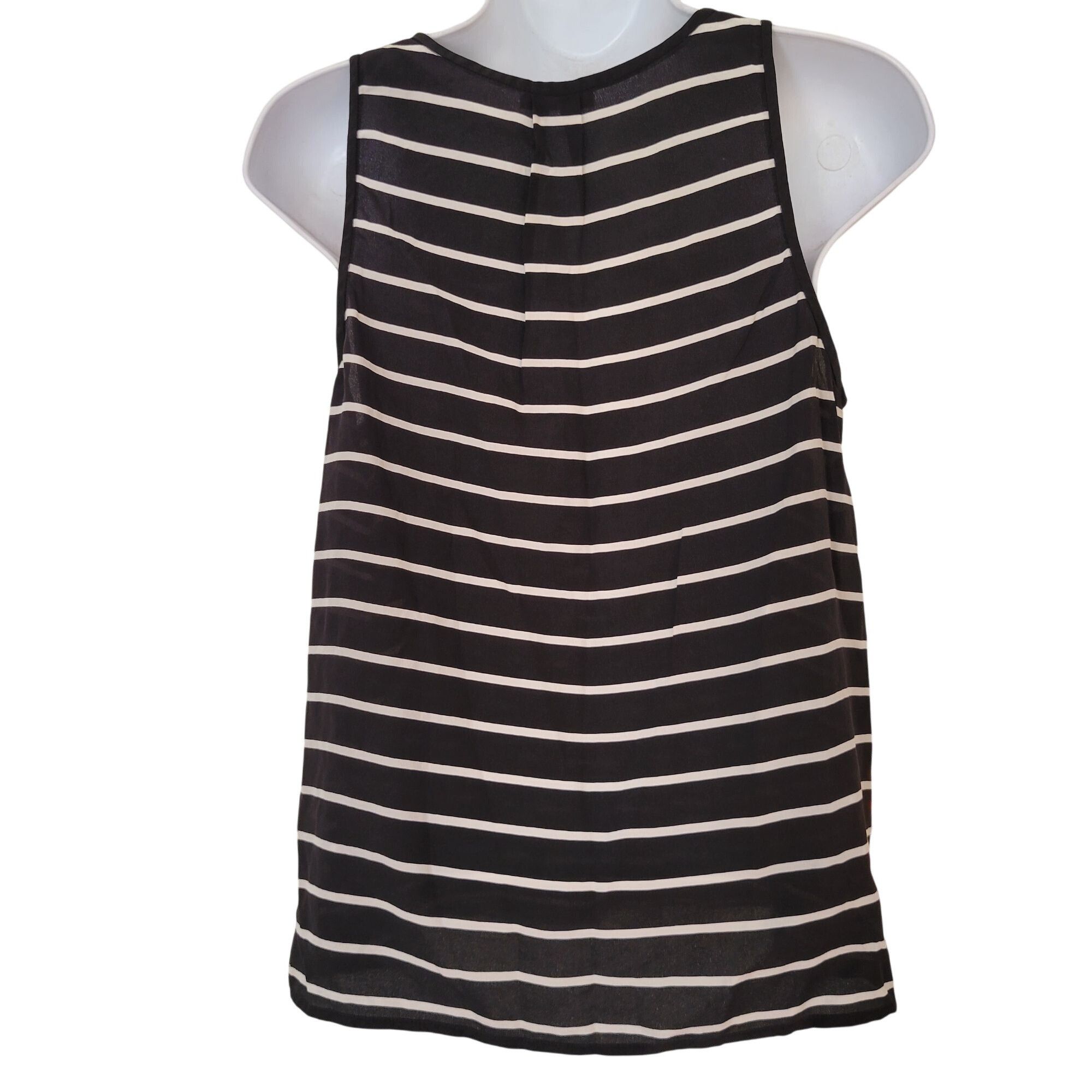 Joie Joie M Black White Striped Sleeveless Silk Tank Top Front Po Size M / US 6-8 / IT 42-44 - 5 Thumbnail