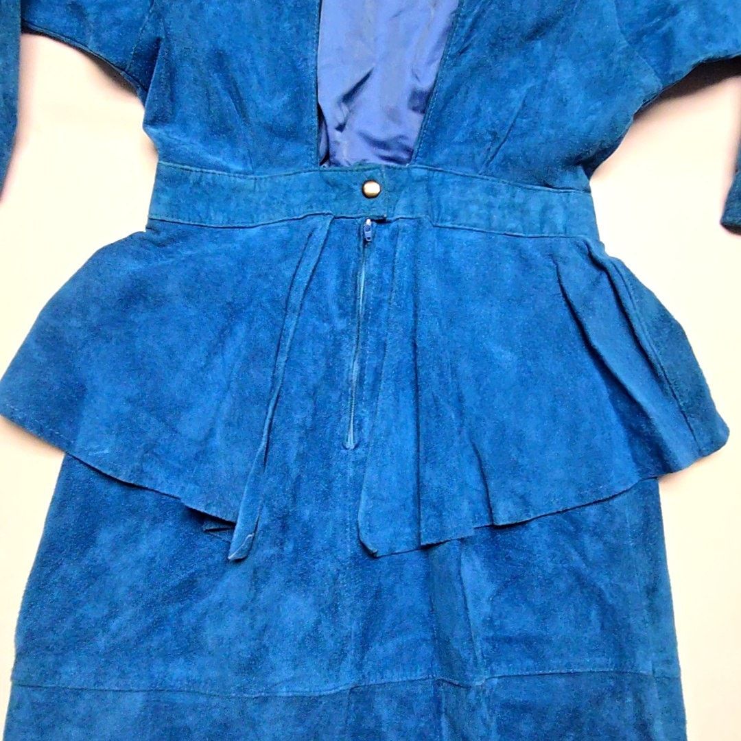 Vintage Vintage Blue Suede Peplum Bennetts Dress Womens Size 6 80s Size M / US 6-8 / IT 42-44 - 9 Thumbnail