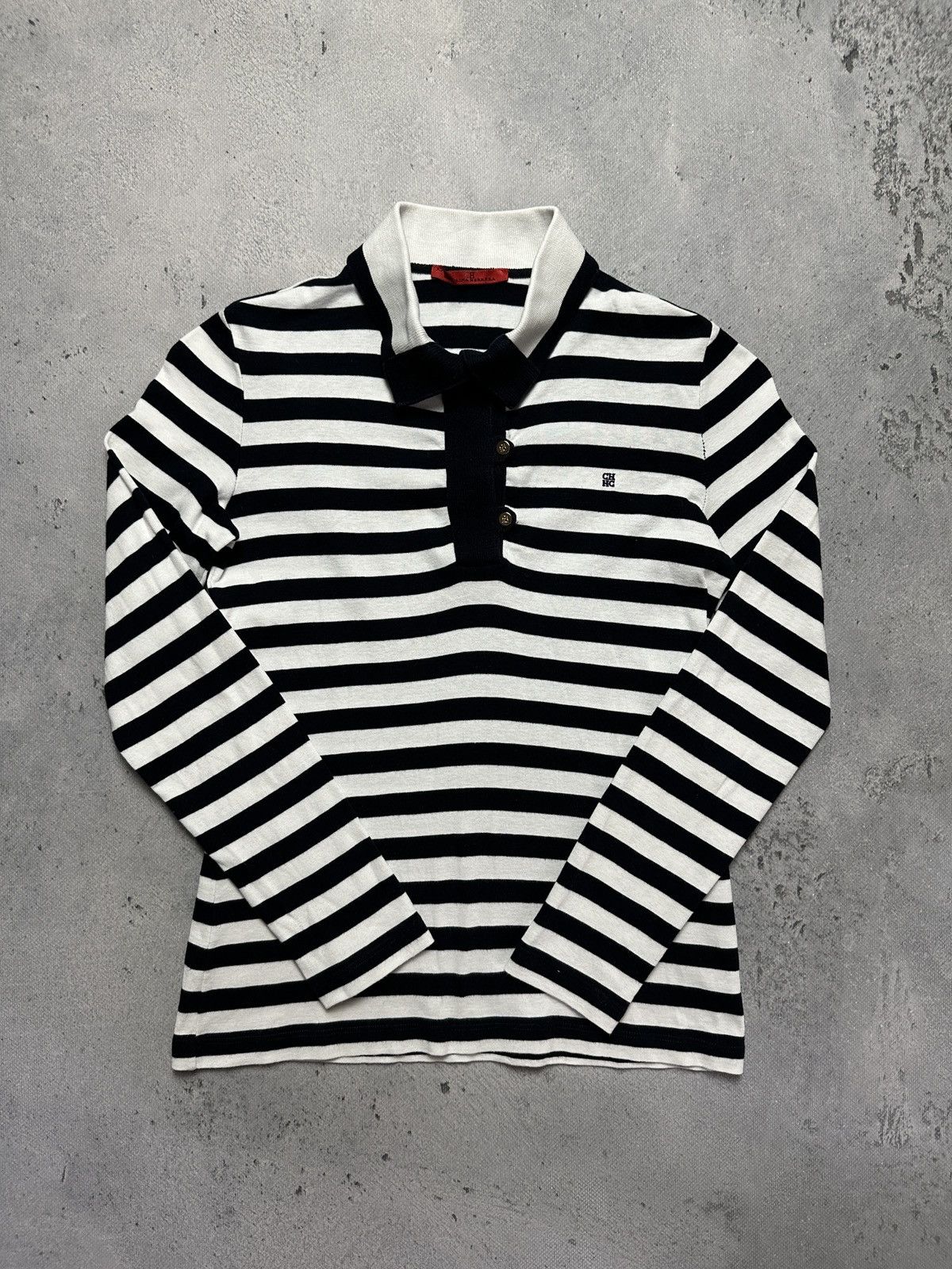 Carolina Herrera Carolina Herrera CH Striped Long Sleeve Vintage Polo Top Lux Size XS / US 0-2 / IT 36-38 - 1 Thumbnail
