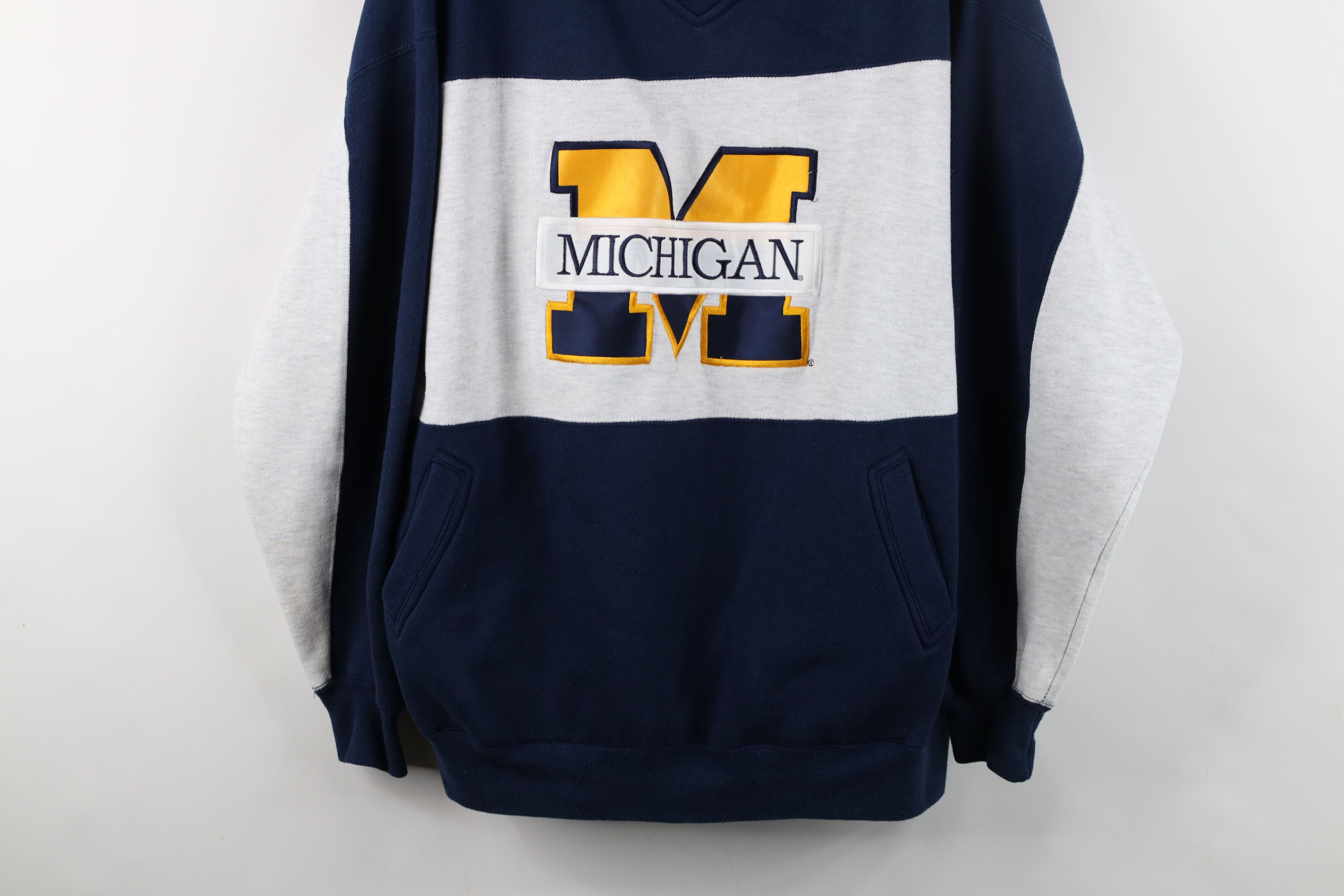 Vintage Vintage 90s Heavy University of Michigan Hoodie Sweatshirt Size US L / EU 52-54 / 3 - 3 Thumbnail
