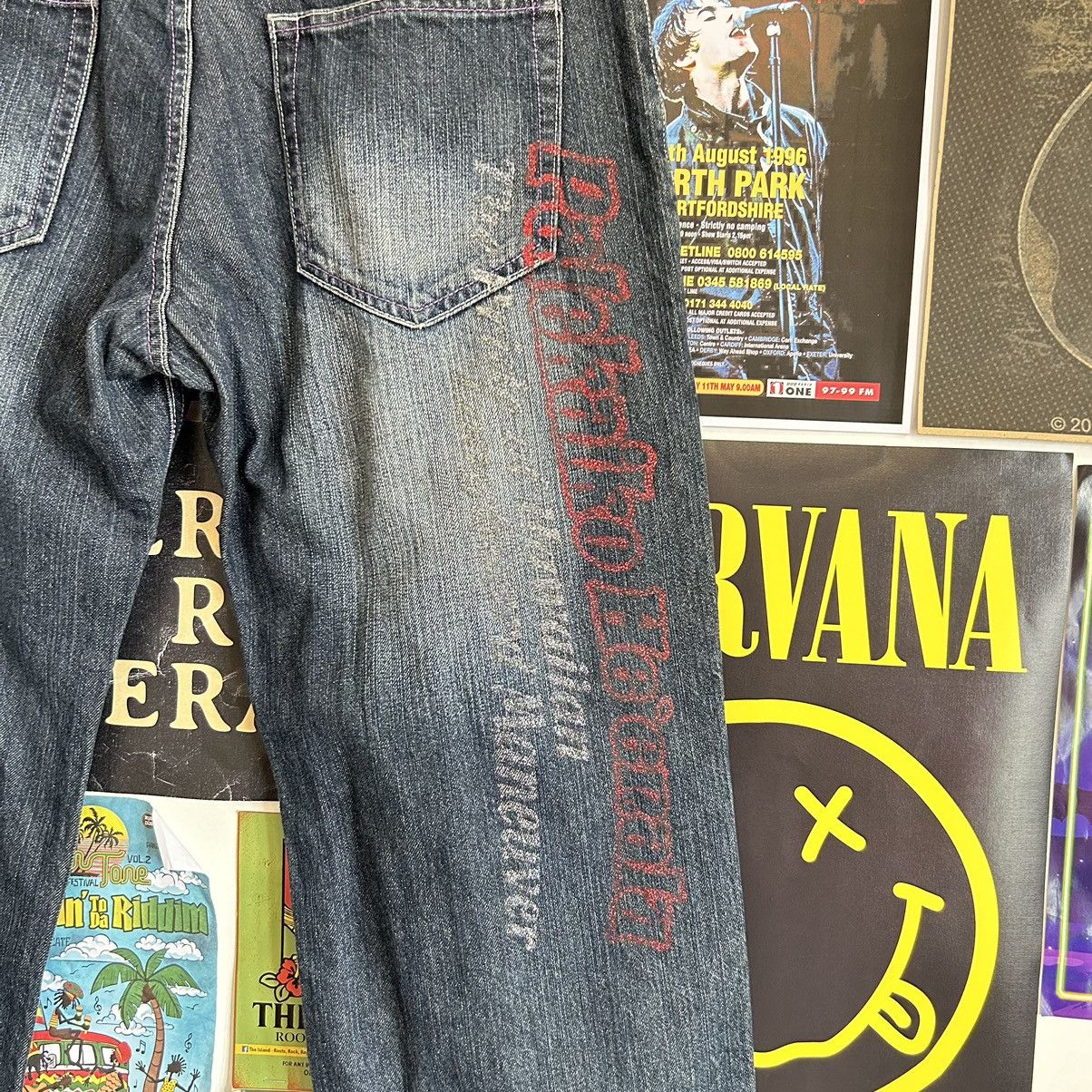 Vintage Vintage Japanese Denim Rasta Marijuana Leaf Print and Patch Size US 34 / EU 50 - 10 Thumbnail