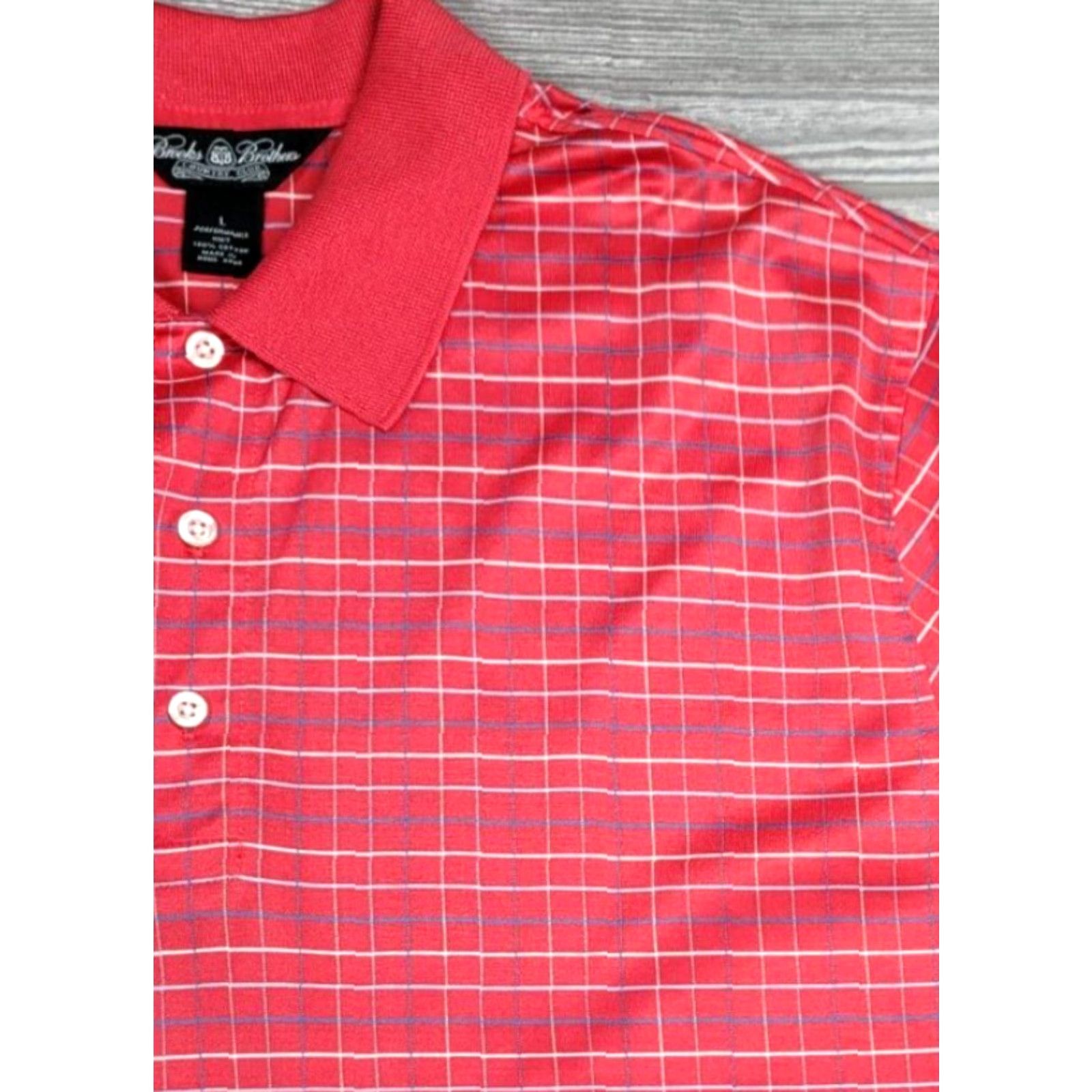 Brooks Brothers Brooks Brothers Country Club Performance Knit Polo Shirt Men Red L Tattersall Polo Shirt Size US L / EU 52-54 / 3 - 3 Thumbnail