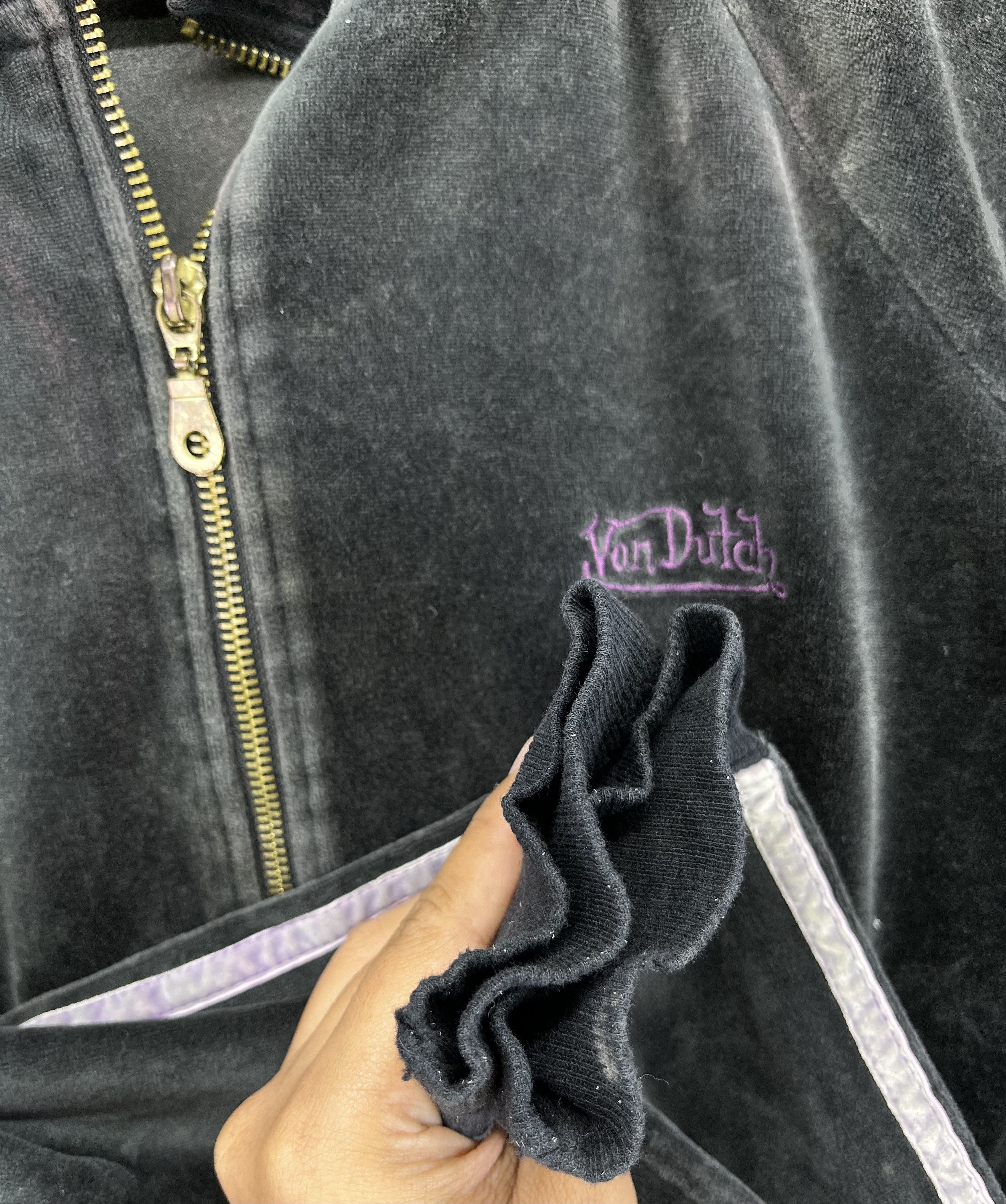 Vintage Von Dutch Rare Velvet Zip Up Jacket