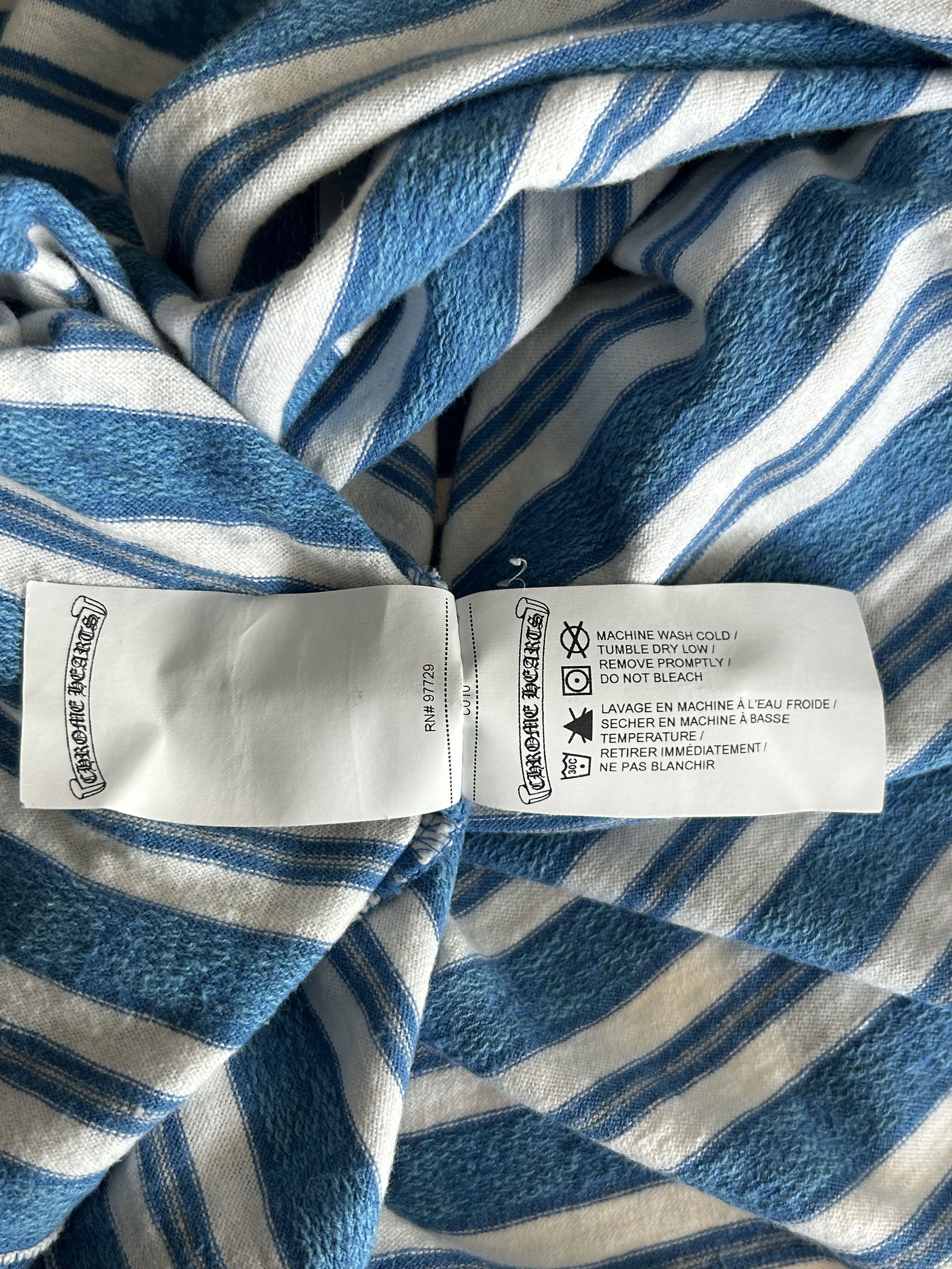 Chrome Hearts Chrome Hearts Blue & White Striped T-Shirt Size US S / EU 44-46 / 1 - 5 Thumbnail