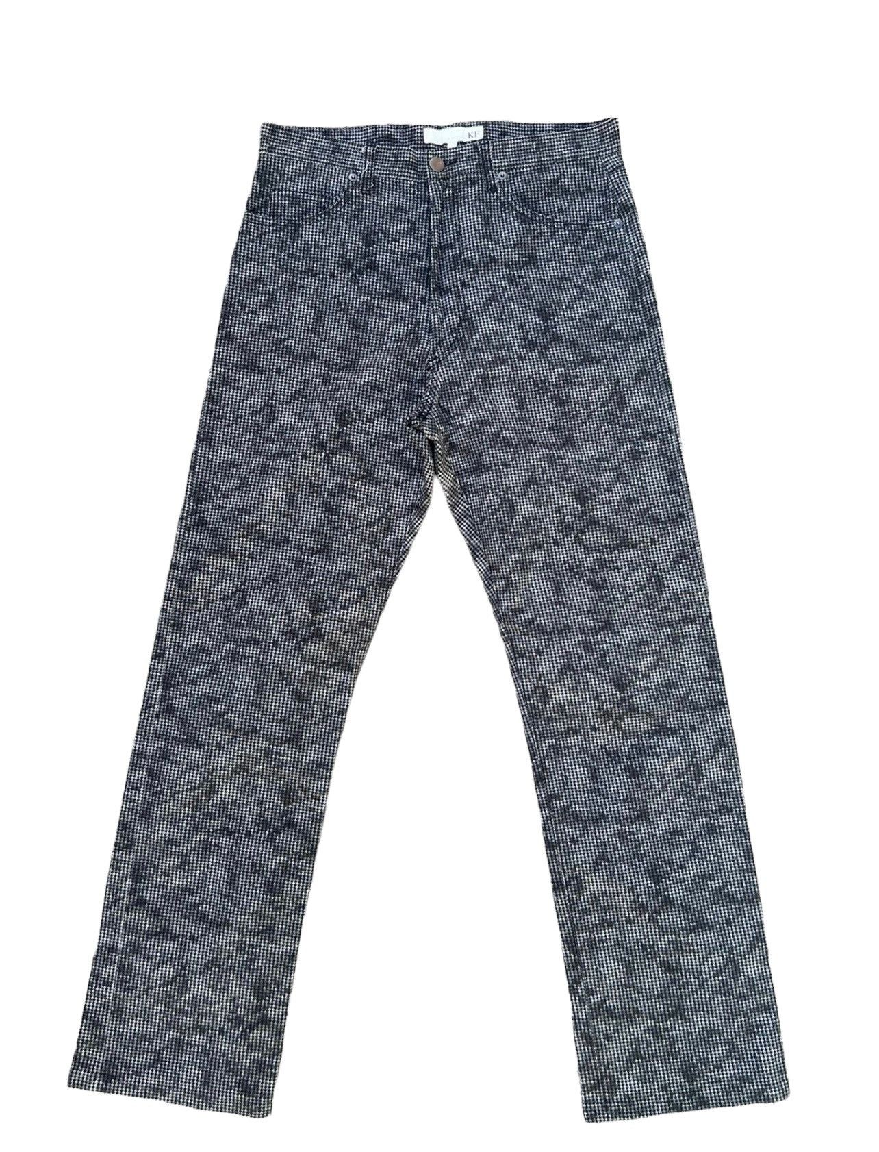 Vintage KROFOFRO Japan Camo Houndstooth Striped Stretch Pant Size US 30 / EU 46 - 1 Thumbnail