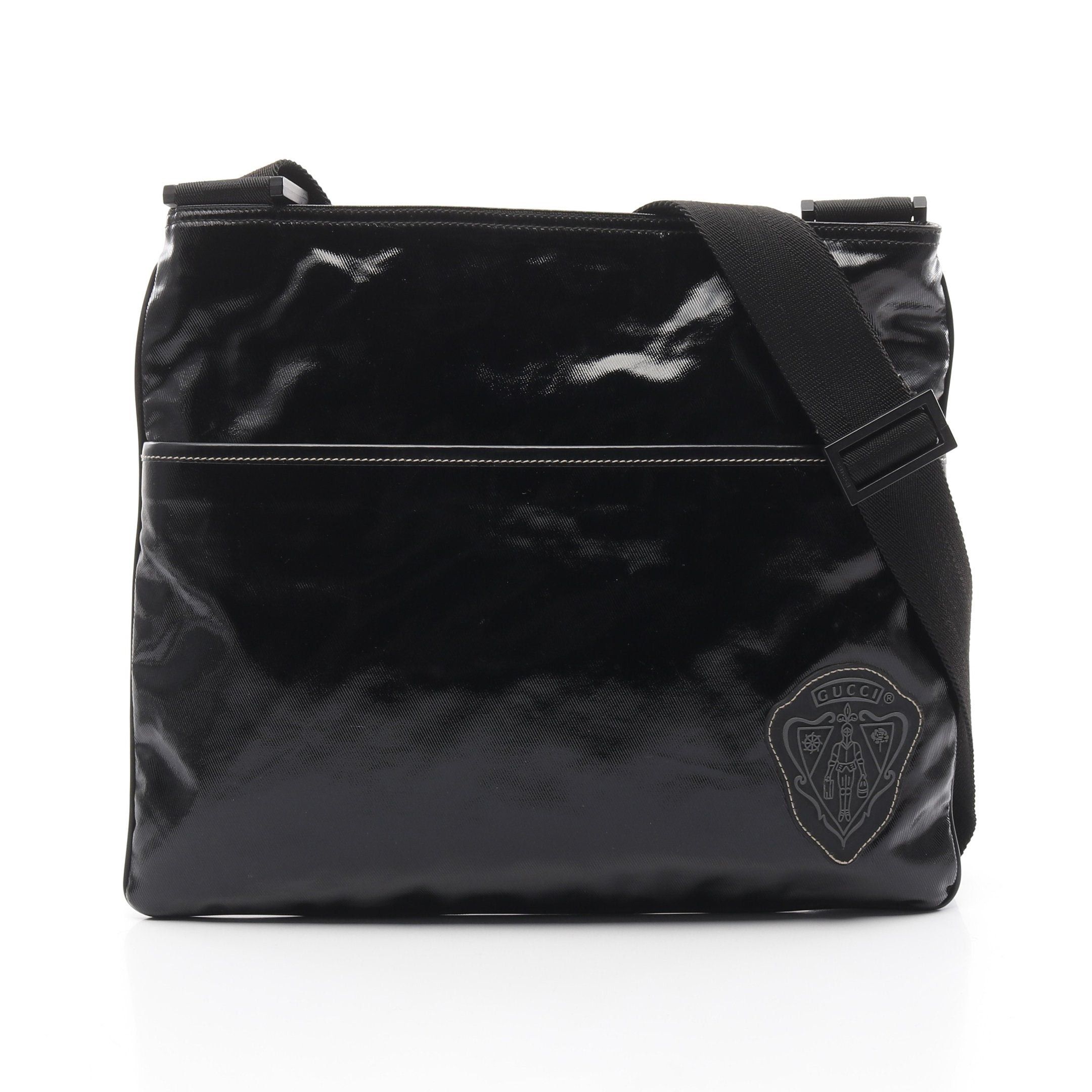 Gucci Gucci Crest Shoulder Bag Coated Canvas Black Size ONE SIZE - 1 Thumbnail