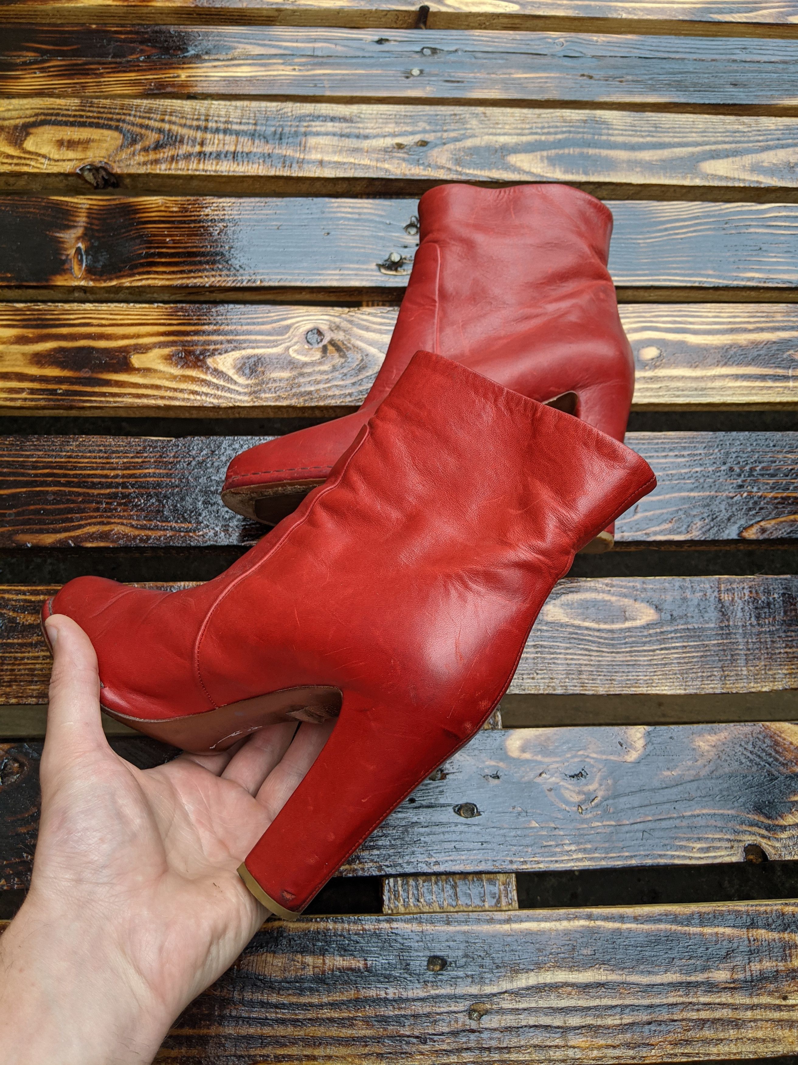 Genuine Leather × Vintage Roberto Del Carlo Red Leather Boots Size EU 38.5 US 7 Size US 8.5 / IT 38.5 - 5 Thumbnail