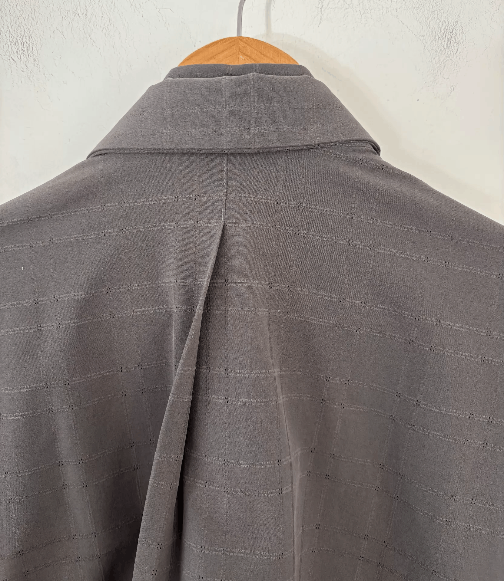 _J.L-A.L_ JLAL Men's Grey Checkered Pleated Long Sleeve Shirt Ｑ21 Size US M / EU 48-50 / 2 - 4 Thumbnail