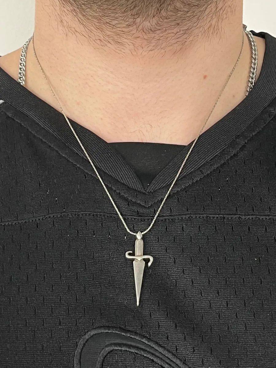 Vintage 2000s Cesare Paciotti Dagger Silver Necklace Size ONE SIZE - 2 Thumbnail