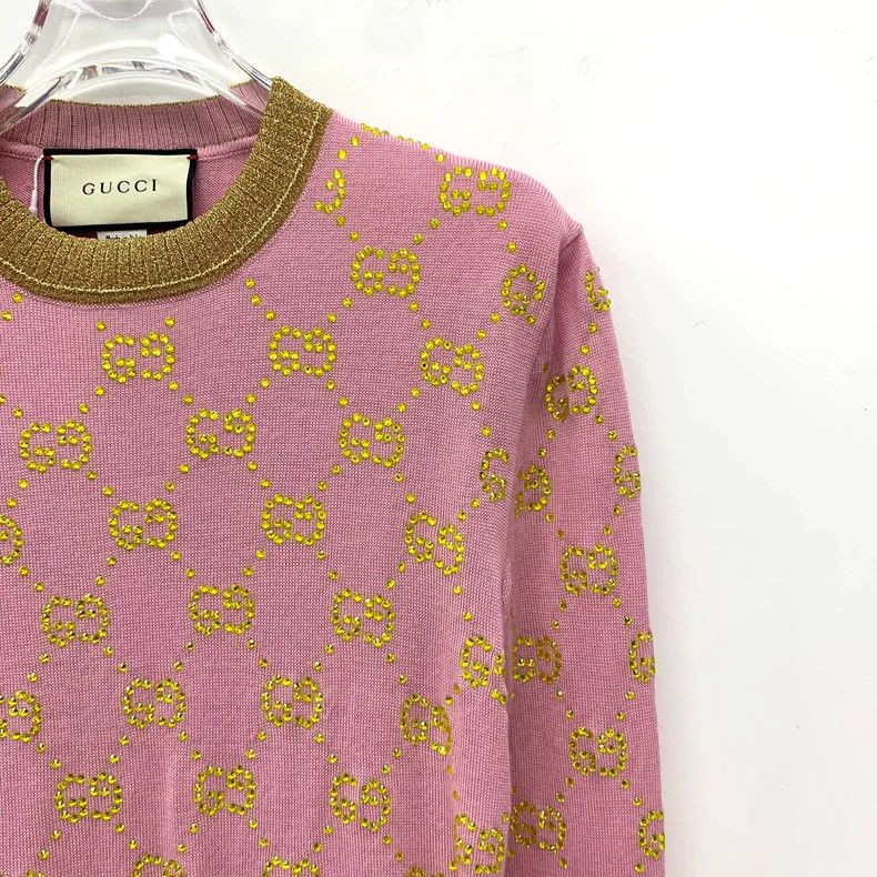 Gucci Gucci Pink logo old flower full print hot diamond wool rou Size XS / US 0-2 / IT 36-38 - 3 Thumbnail