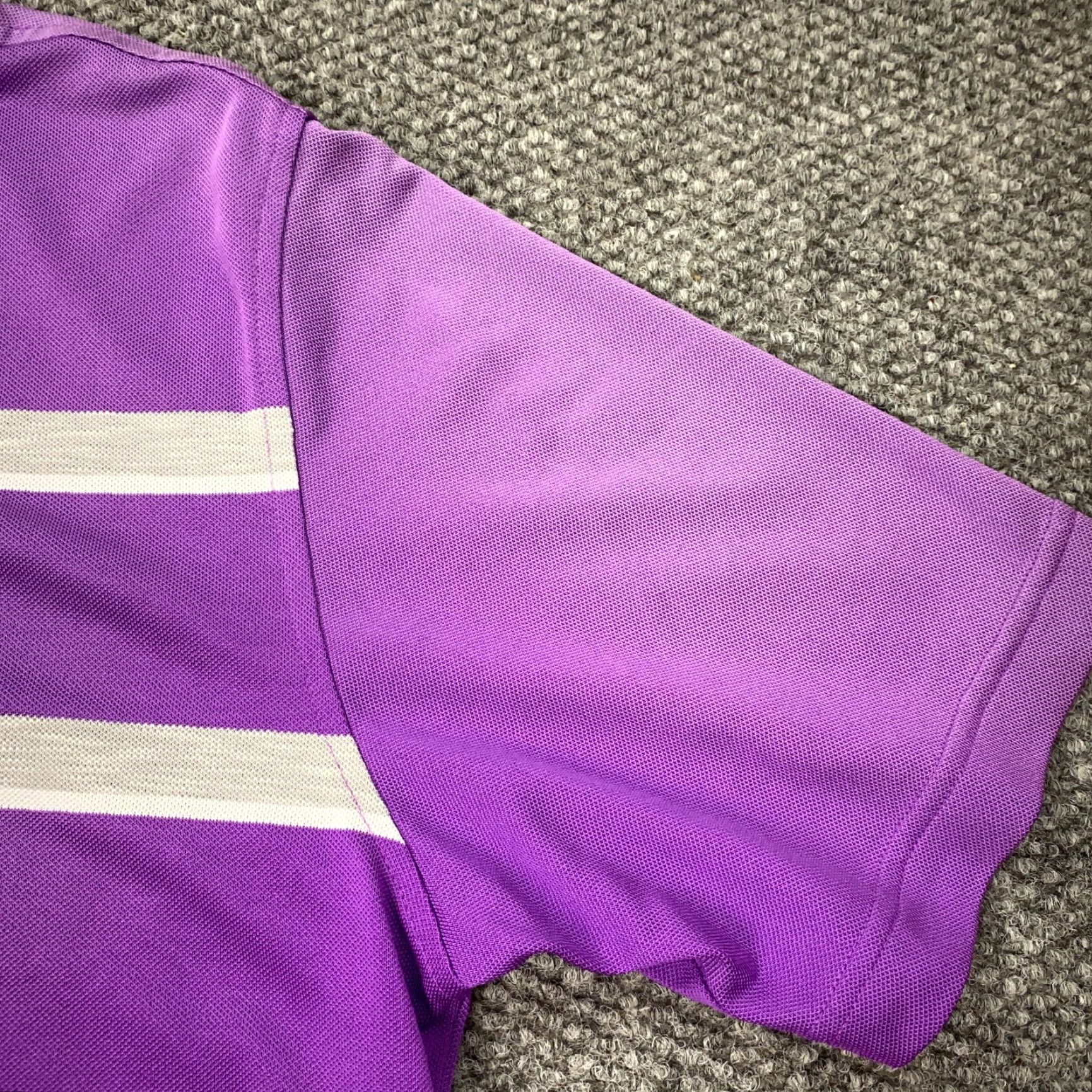 Footjoy Footjoy FJ Shirt Mens Medium Purple Striped Polo Golf Athletic Fit Stretch Size US M / EU 48-50 / 2 - 3 Thumbnail