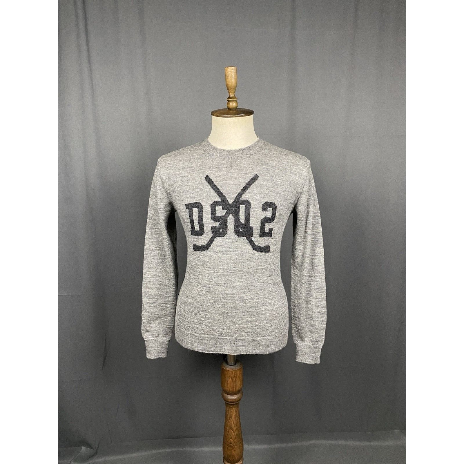 Dsquared2 Dsquared2 Big Logo Men's Gray Crewneck Wool Sweater Size M Size US M / EU 48-50 / 2 - 4 Thumbnail