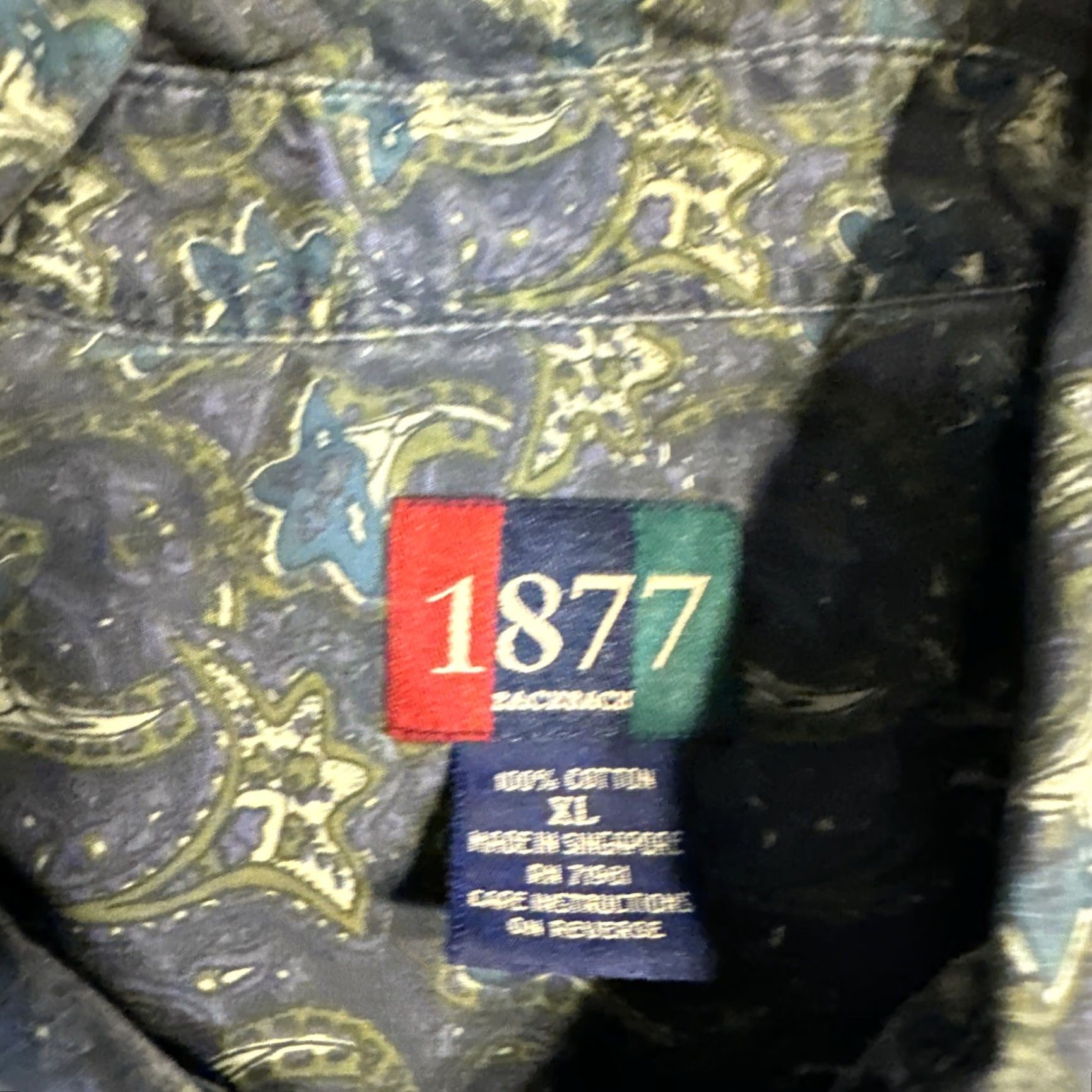 Vintage VINTAGE 1877 Men’s Geometric Paisey Floral Navy Blue Teal Longsleeve Button-Down Shirt XL Blue Men’s Shirt Size US XL / EU 56 / 4 - 4 Thumbnail