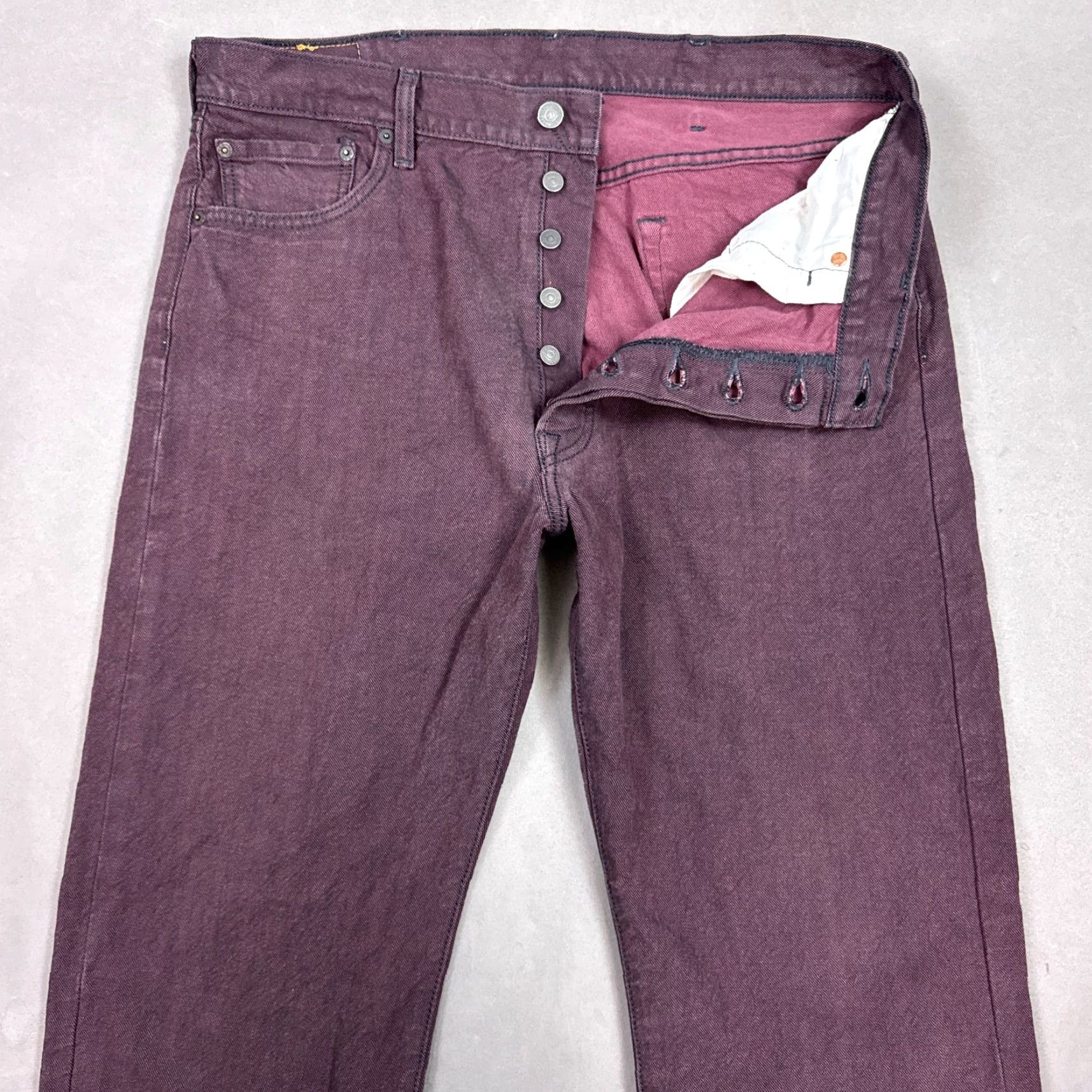 Levi's Levis 501 Jeans Mens 36x30 Burgundy Button Fly Dark Denim Pants Work Tag38x32 Size US 38 / EU 54 - 2 Thumbnail