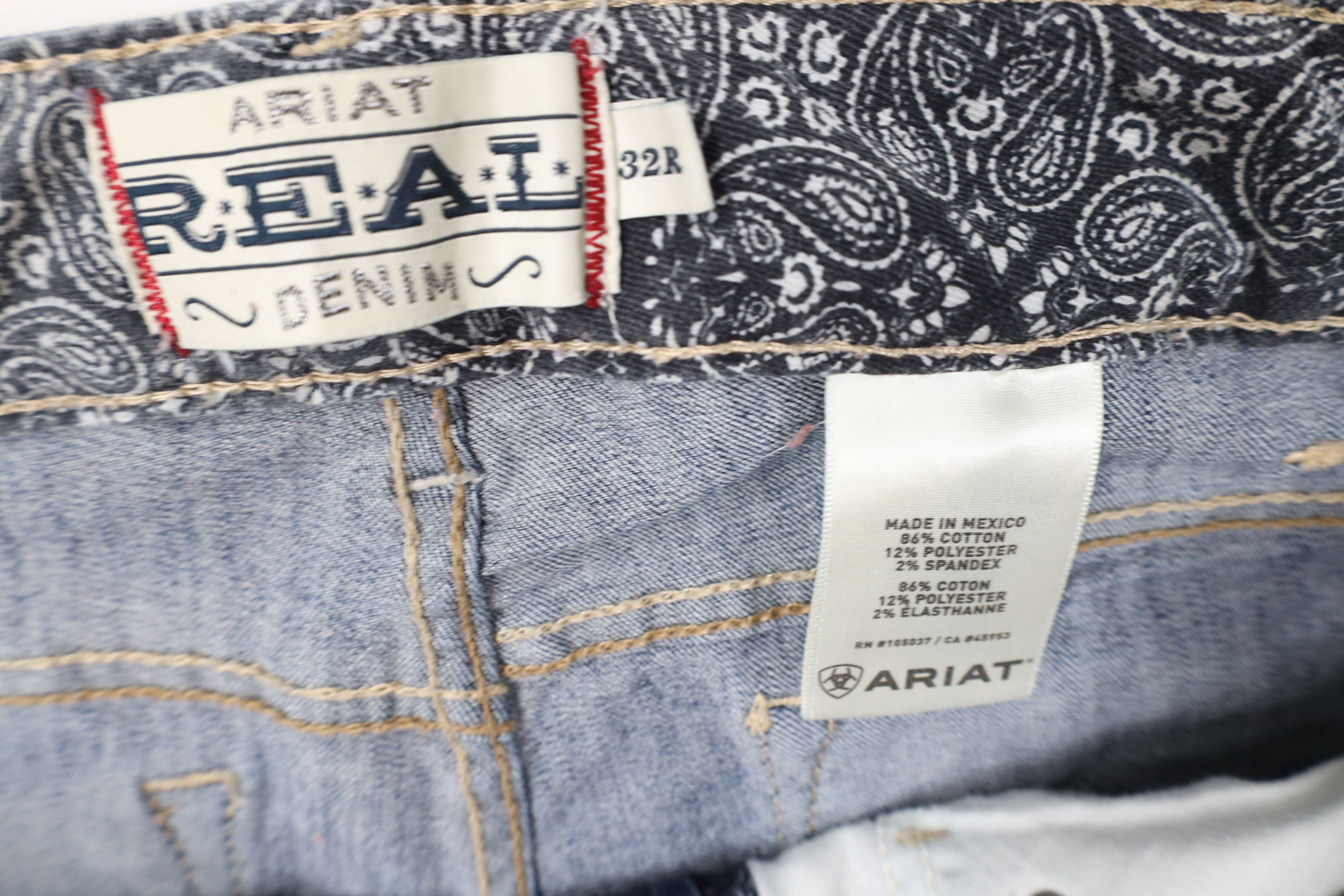 Ariat Ariat Real Thick Stitch Stretch Flared Wide Leg Denim Jeans Size 32" / US 10 / IT 46 - 7 Thumbnail