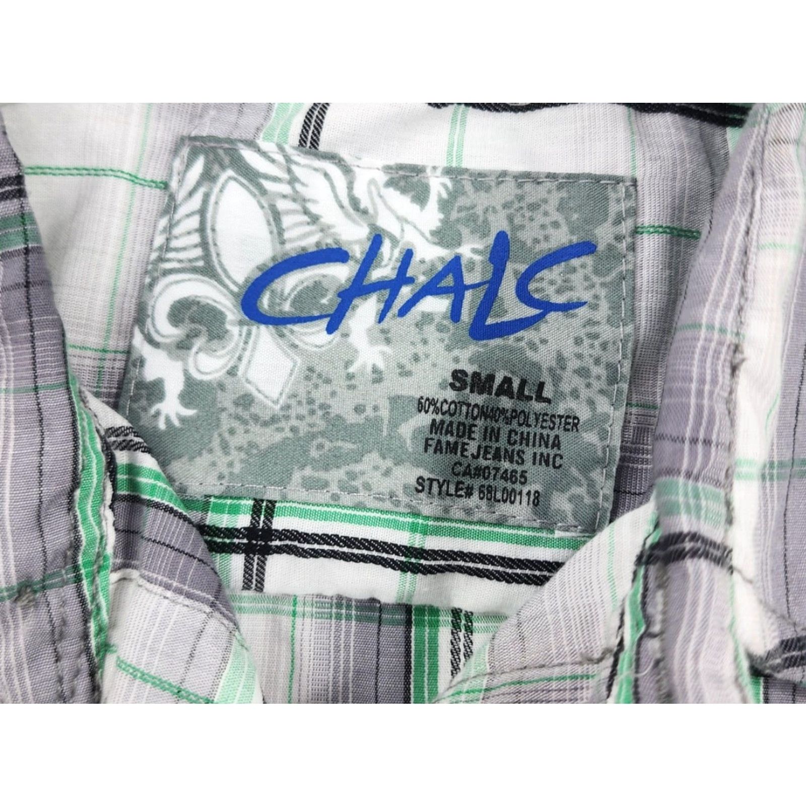 Vintage Chale Shirt Mens Small Green Gray White Plaid Long Sleeve Button Up Western Shirt Size US S / EU 44-46 / 1 - 5 Thumbnail