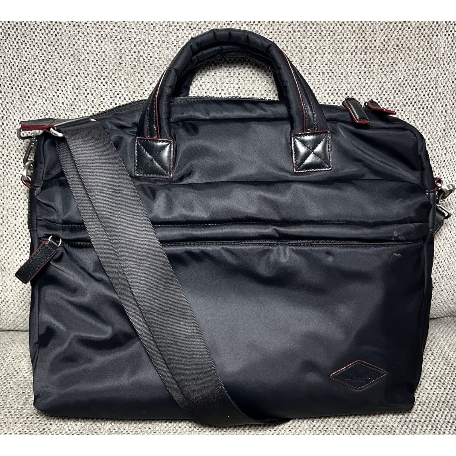 MZ Wallace MZ Wallace Bleeker New York Slim Nylon Briefcase Black Messenger Crossbody Bag Large Men Laptop Bag nylon Black 16”x12”x3” (Pattern: Solid) Size ONE SIZE - 3 Thumbnail