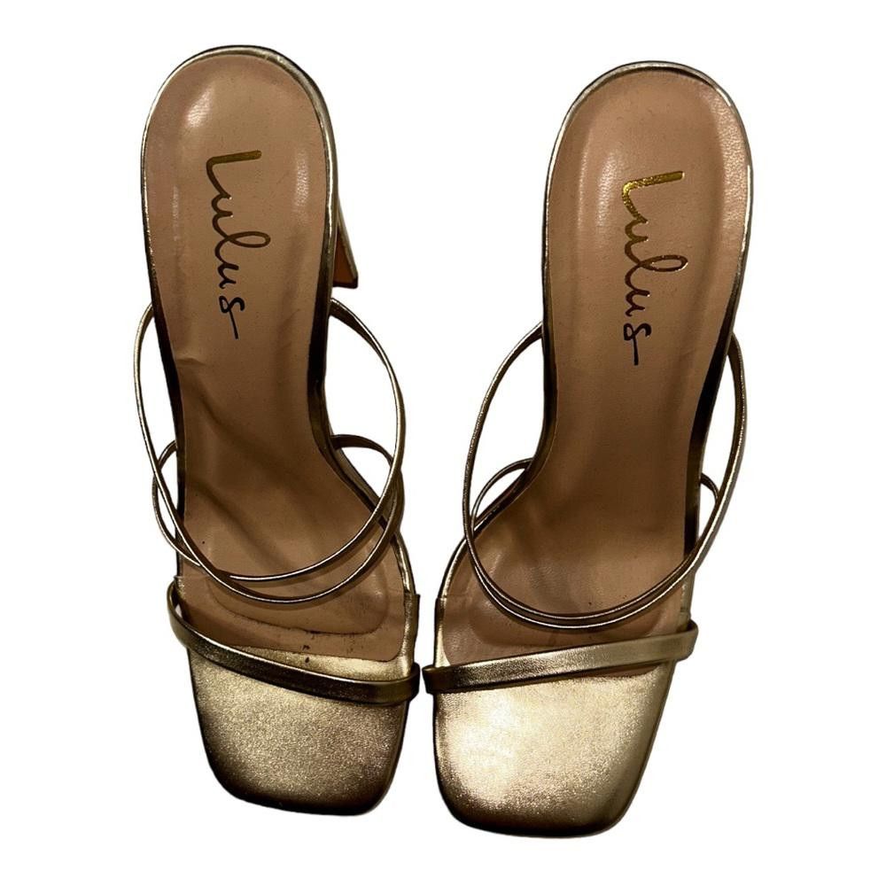Lulus Lulus l Mullane Gold Strappy High Heel Slide Sandals Size 6 Size US 6 / IT 36 - 2 Thumbnail