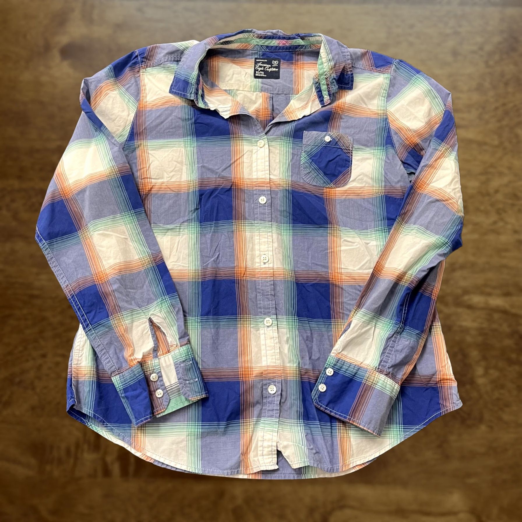 American Eagle Outfitters Y2K American Eagle Shirt Womens XL Multicolor Plaid Long Sleeve Button Up Size XL / US 12-14 / IT 48-50 - 1 Thumbnail