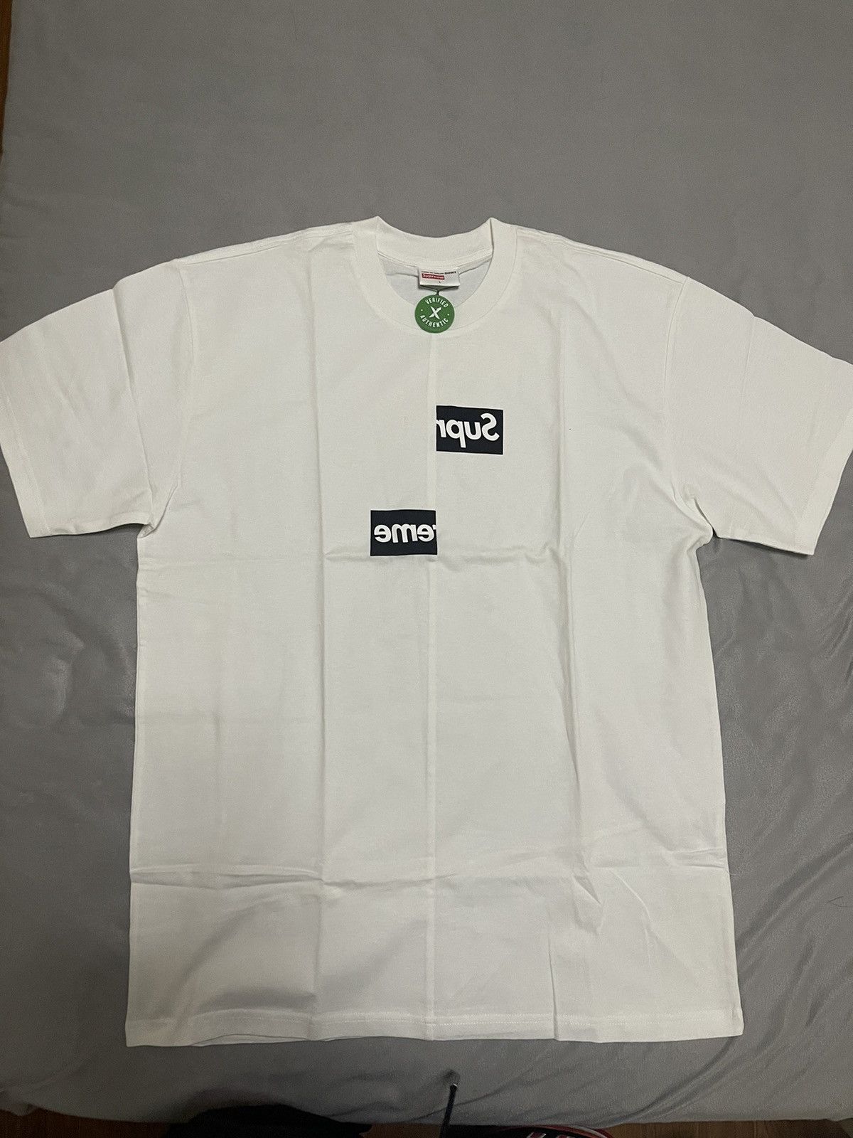 Comme des Garcons Supreme cdg split box logo tee white Size US L / EU 52-54 / 3 - 1 Thumbnail