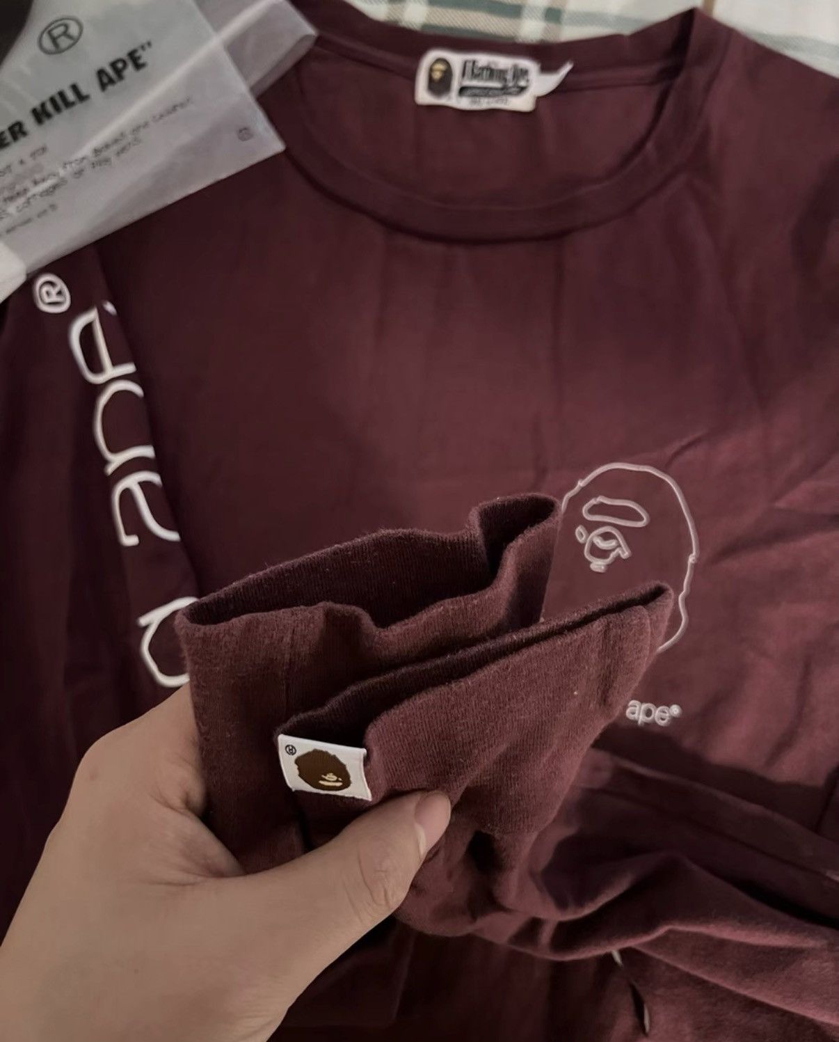 Bape BAPE OG Nigo era burgundy small ape head long-sleeve hoodie Size US L / EU 52-54 / 3 - 3 Thumbnail