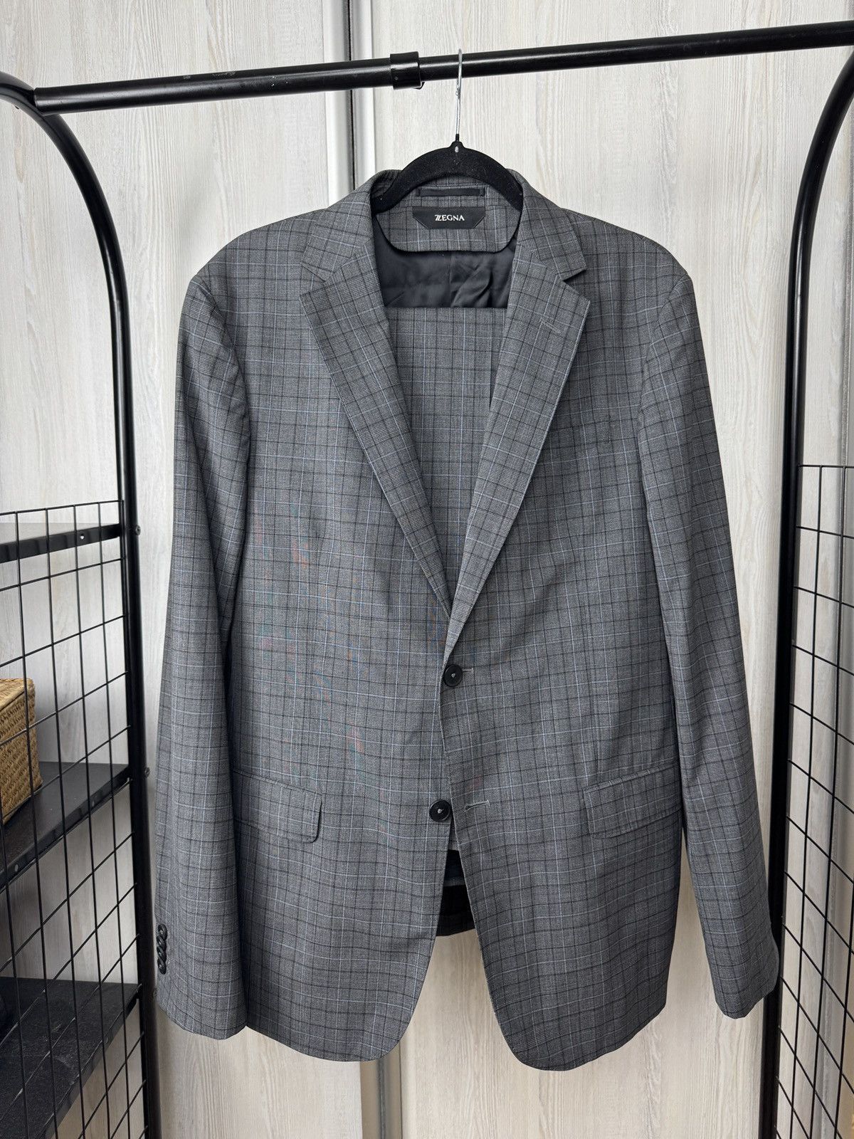 Z Zegna Z Zegna Ermenegildo Zegna wool checkered grey unlined suit Size 42L - 1 Thumbnail