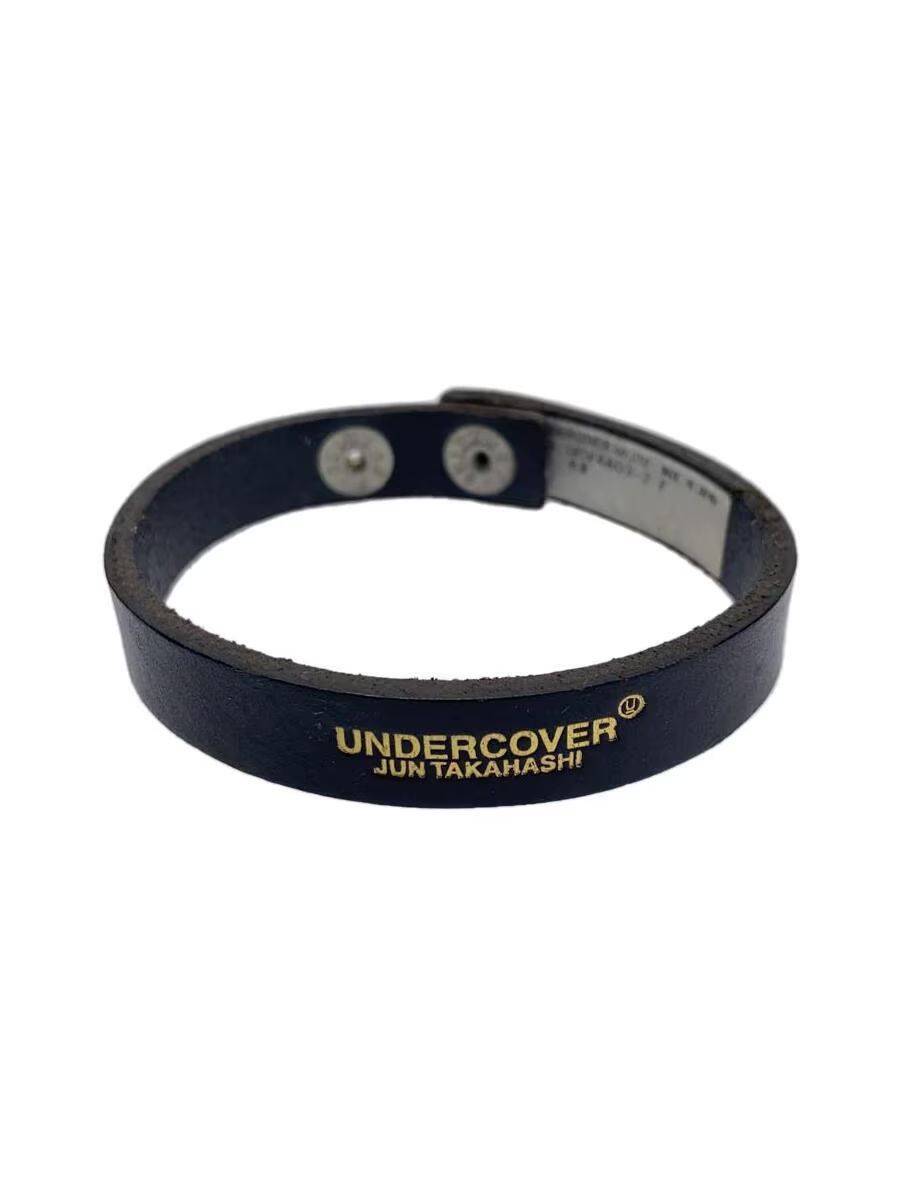image of Undercover Logo Leather Bangle in Black, Men's