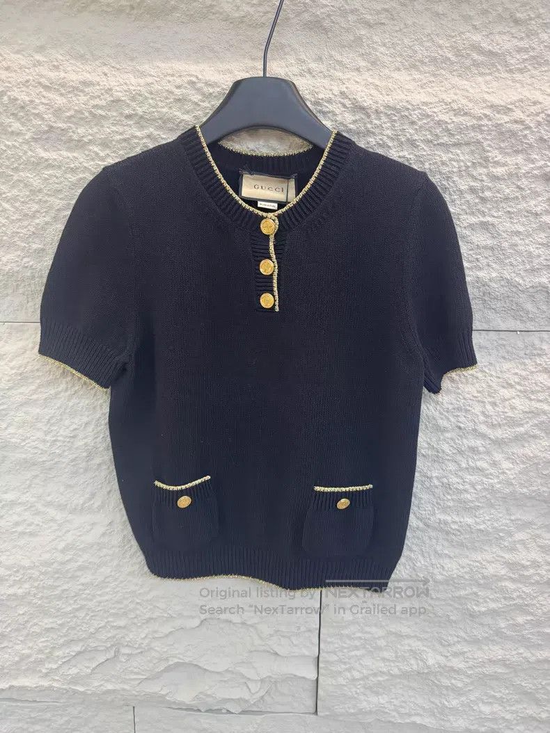 Gucci Gucci Golden button knitted short sleeves Size M / US 6-8 / IT 42-44 - 1 Thumbnail