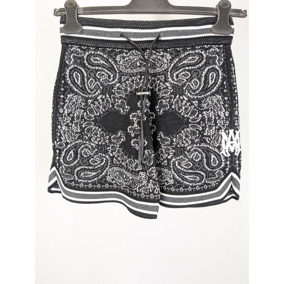 Amiri o1rshd1 Bandana B-Ball Shorts in Black/Grey Size US 28 / EU 44 - 2 Thumbnail