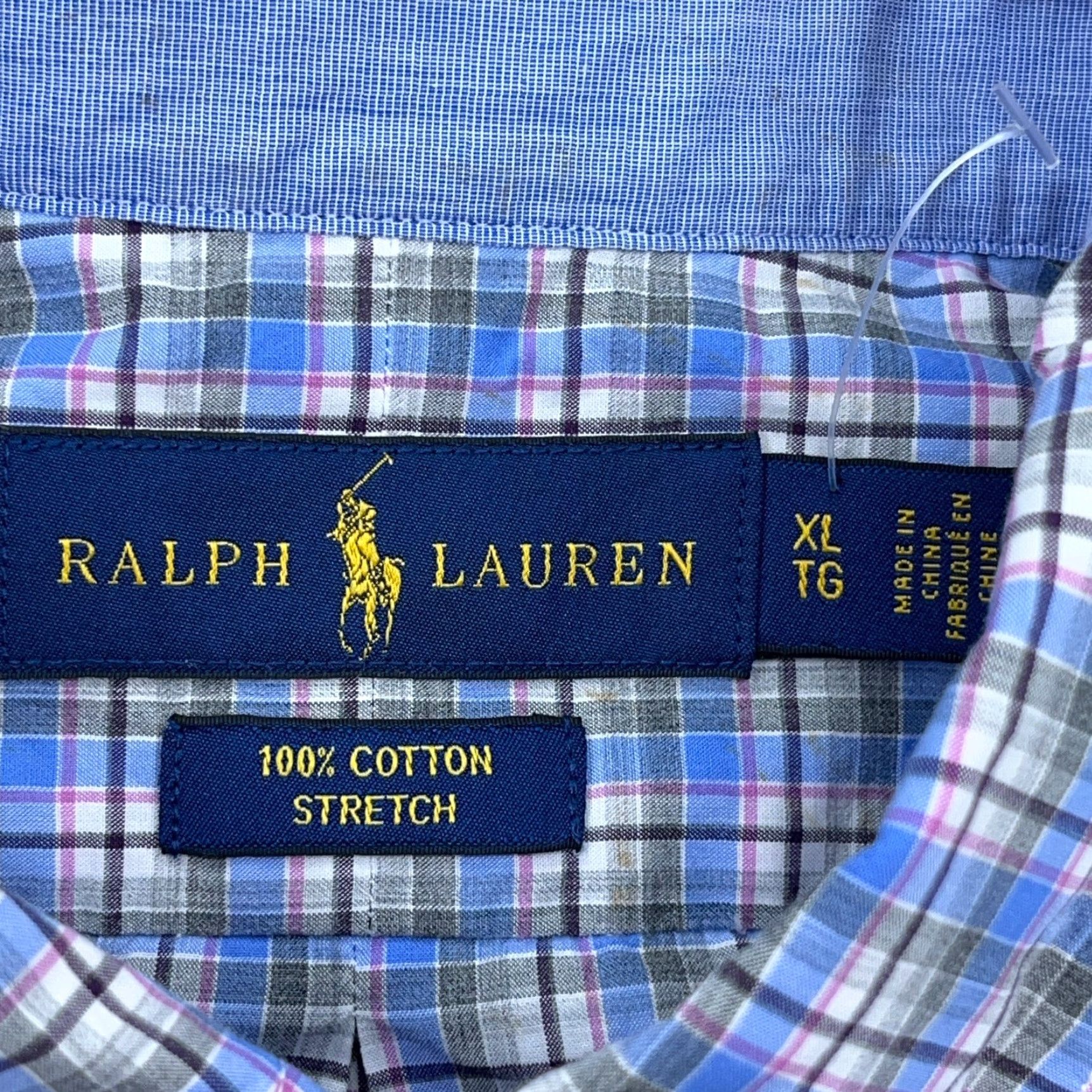 Ralph Lauren Ralph Lauren Shirt Men XL Blue Plaid Button Up Dress Stretch Cotton Poplin Size 46R - 5 Thumbnail