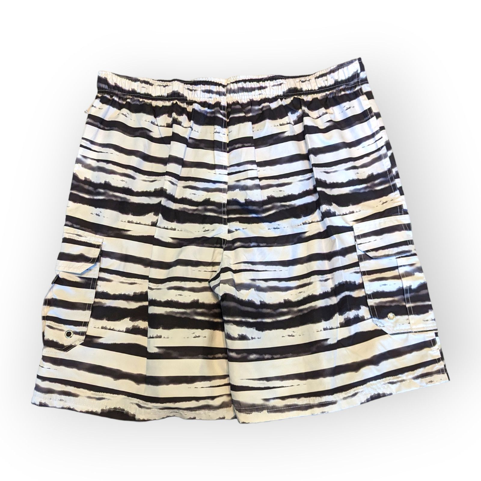 Izod IZOD White Black Striped Men's Swim Trunks XXL NEW Summer Size US 40 / EU 56 - 1 Thumbnail