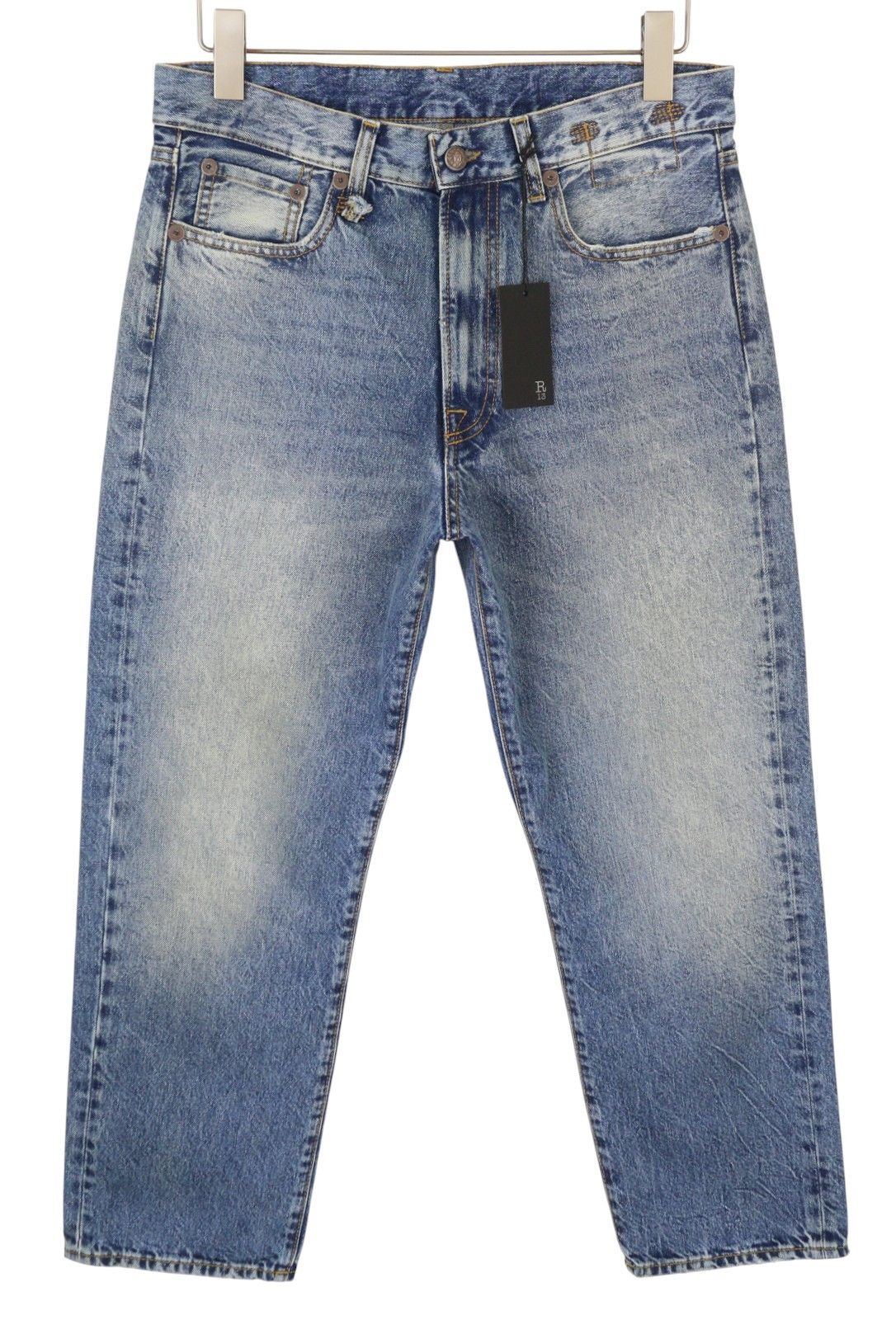 R13 BOYFRIEND 27 Jasper Cropped Blue PF25 Jeans 87192 Size 27" / US 4 / IT 40 - 3 Thumbnail