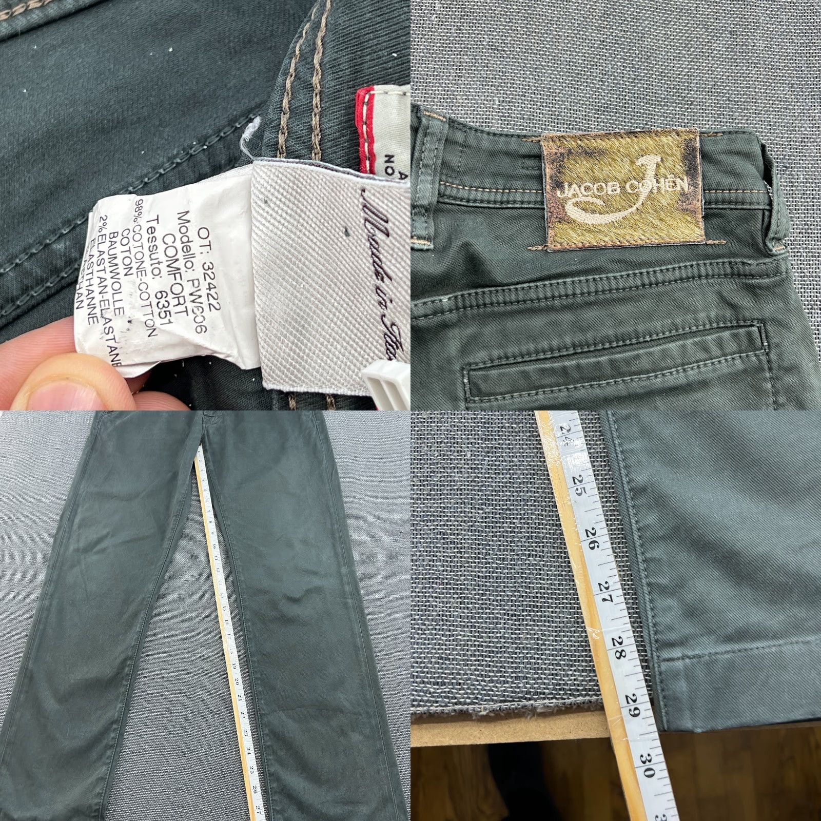 Jacob Cohen Jacob Cohen PW606 Mens Jeans W35 L29.5 Green Denim Straight Mid Rise Comfort Jeans Size US 35 - 10 Thumbnail