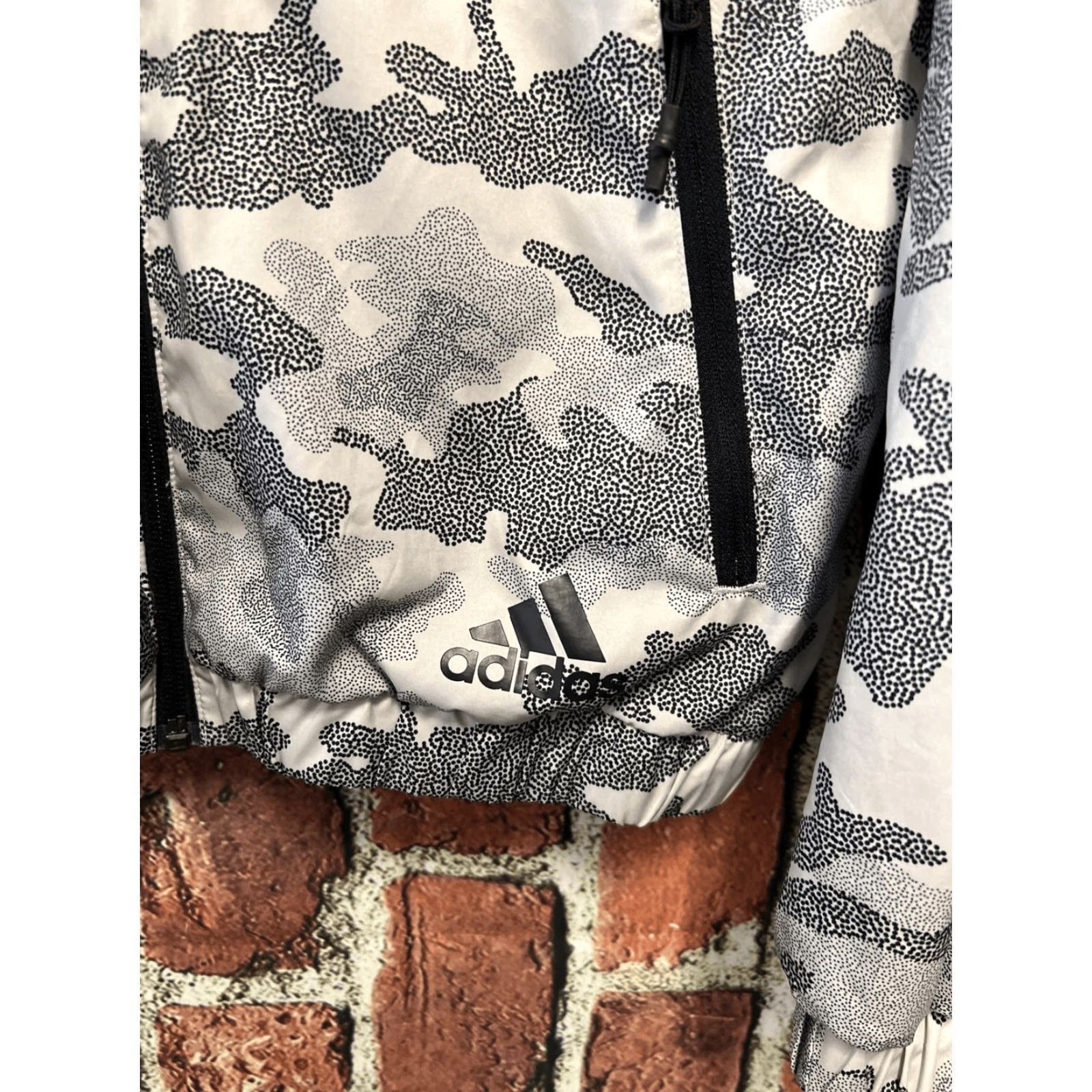 Adidas Adidas Windbreaker Jacket Men S Camouflage Black Gray Zip Stand-Up Collar Mid-Length Packable Breathable Lightweight Size US S / EU 44-46 / 1 - 3 Thumbnail