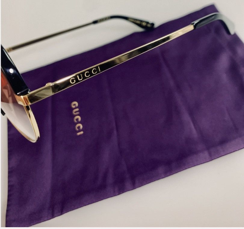 Gucci Gucci 🇯🇵 Black Resin GG Inlay Brow Metal Sunglasses NIB Size ONE SIZE - 7 Thumbnail