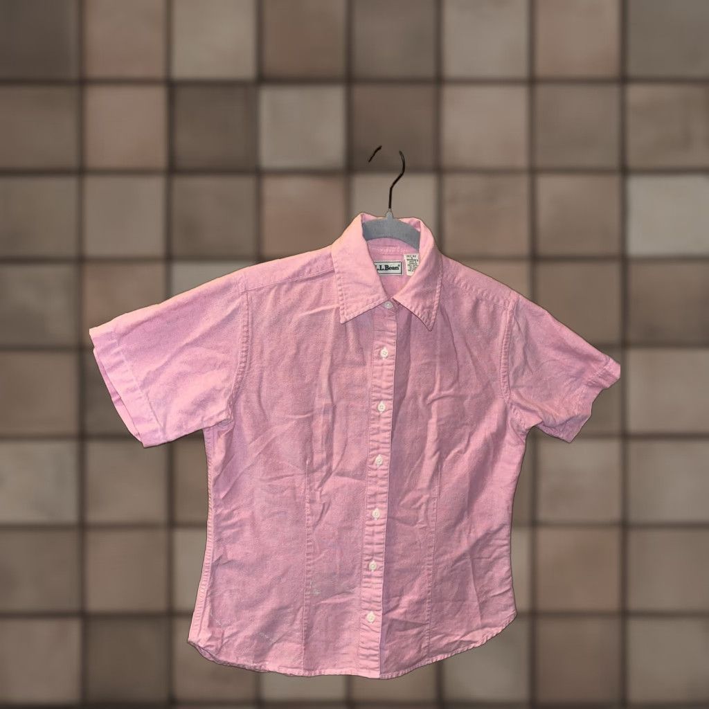 Vintage LL Bean Womens Short Sleeve Button down Blouse Pink Size 6 Vintage Size M / US 6-8 / IT 42-44 - 1 Thumbnail