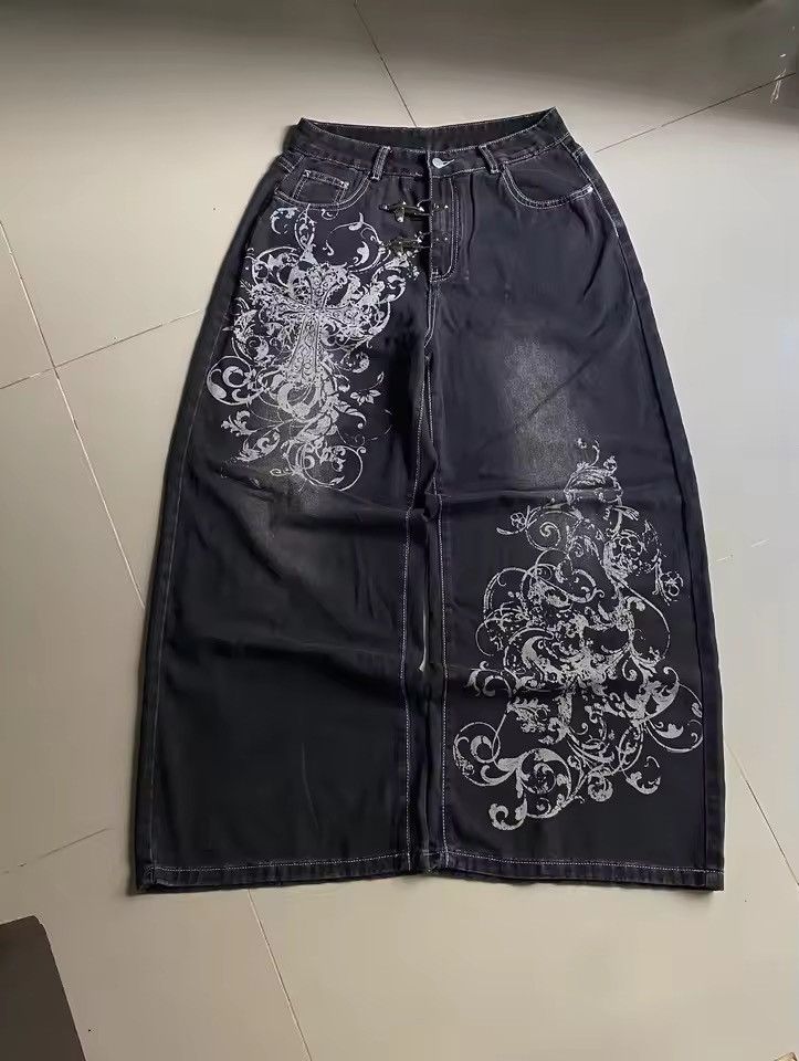Japanese Brand printing baggy jeans y2K harajuku trend Size US 34 / EU 50 - 1 Thumbnail