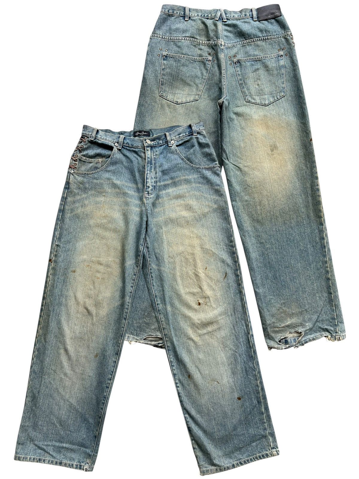 Sean John 2000s Sean John Distressed Sandwash Baggy Denim Jeans 34x31 Size US 34 / EU 50 - 1 Thumbnail