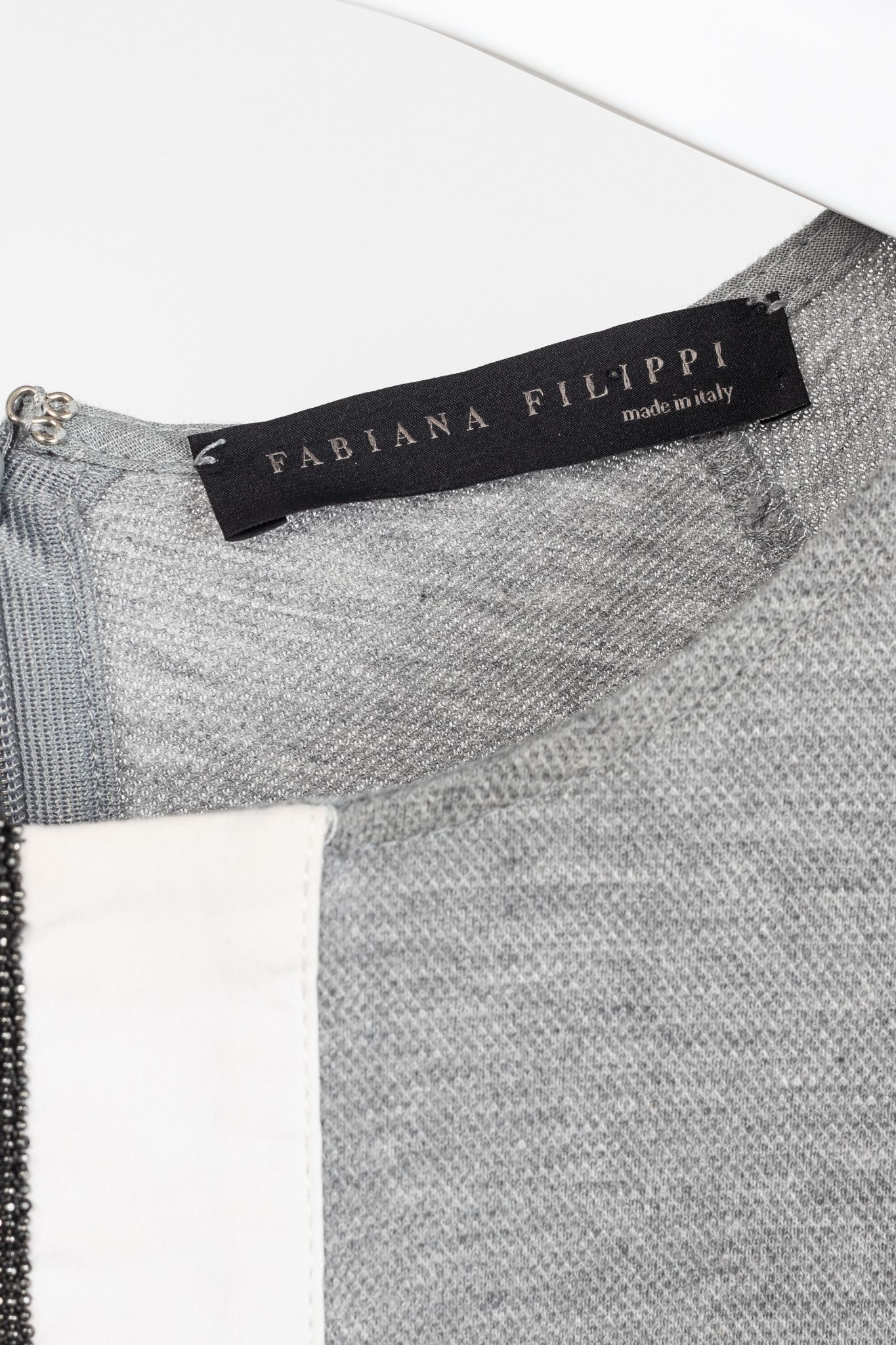 Fabiana Filippi Fabiana Filippi Grey Cotton-Pique Monili Peplum T-Shirt Size S / US 4 / IT 40 - 4 Thumbnail