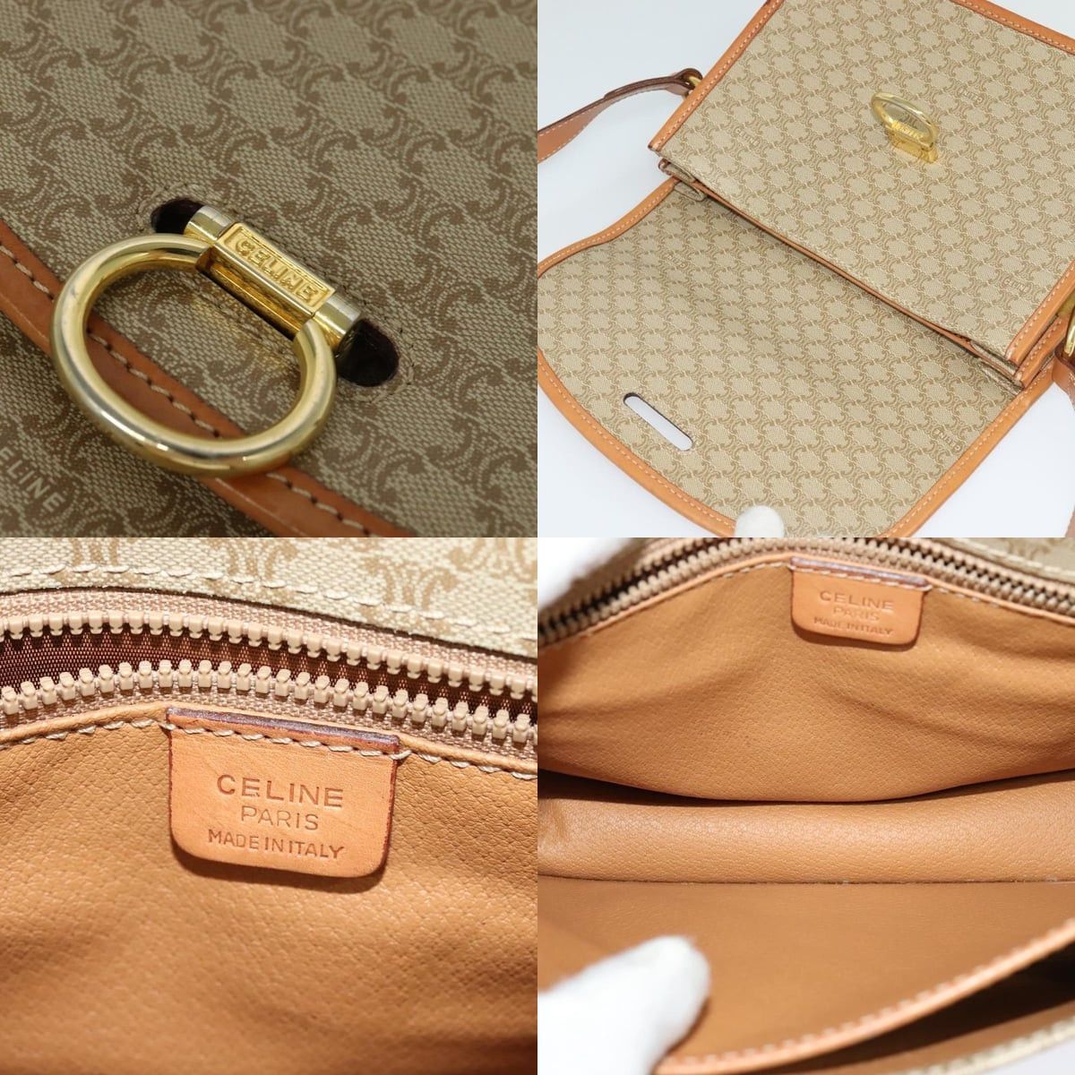 Celine CELINE Macadam Canvas Shoulder Bag Beige Gold Size ONE SIZE - 11 Thumbnail